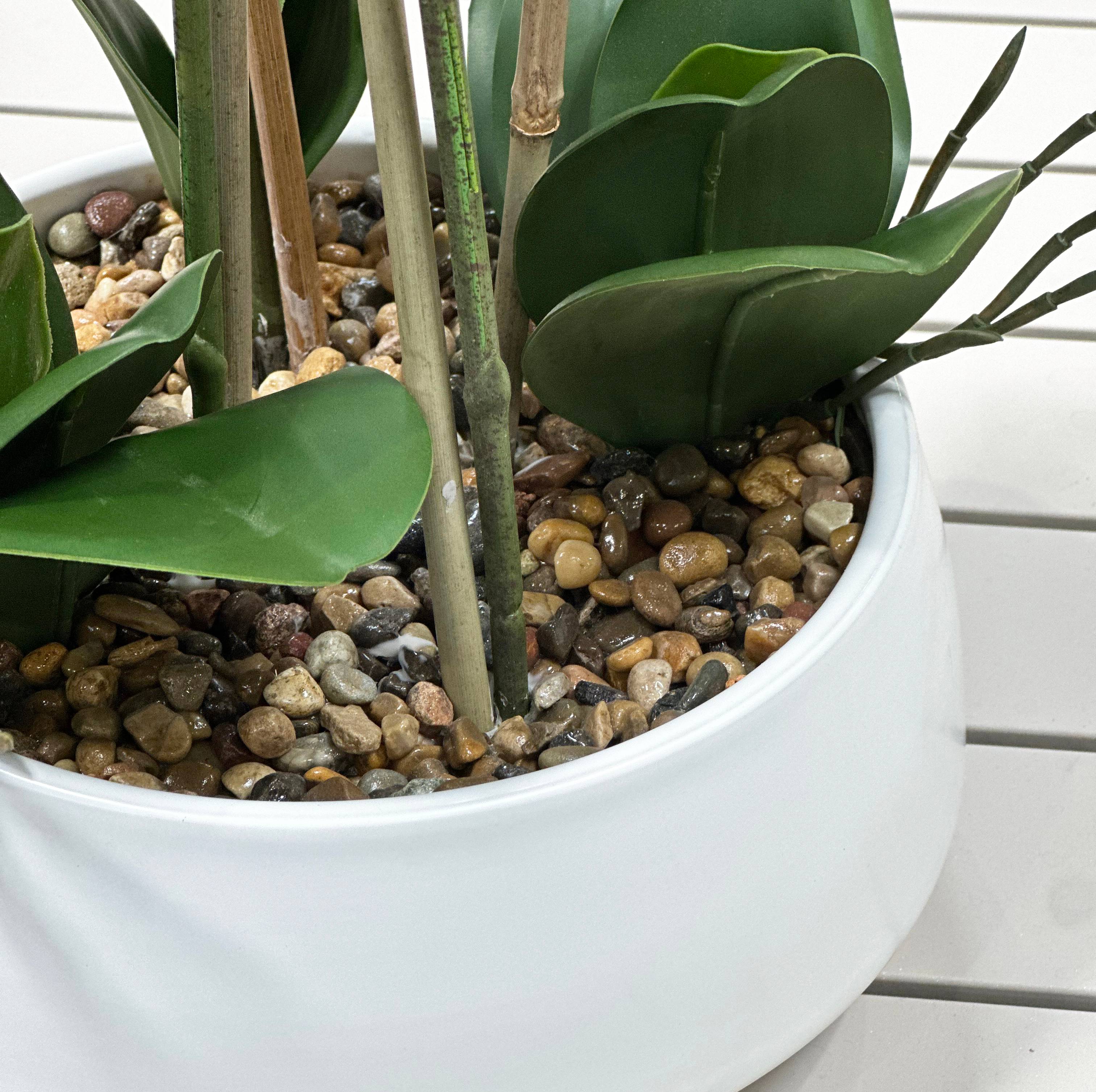 Ecloz - Orquídea phalaenopsis artificial en maceta - 4 tallos - blanca - H. 53 cm - ECLOZ - Imagen 5