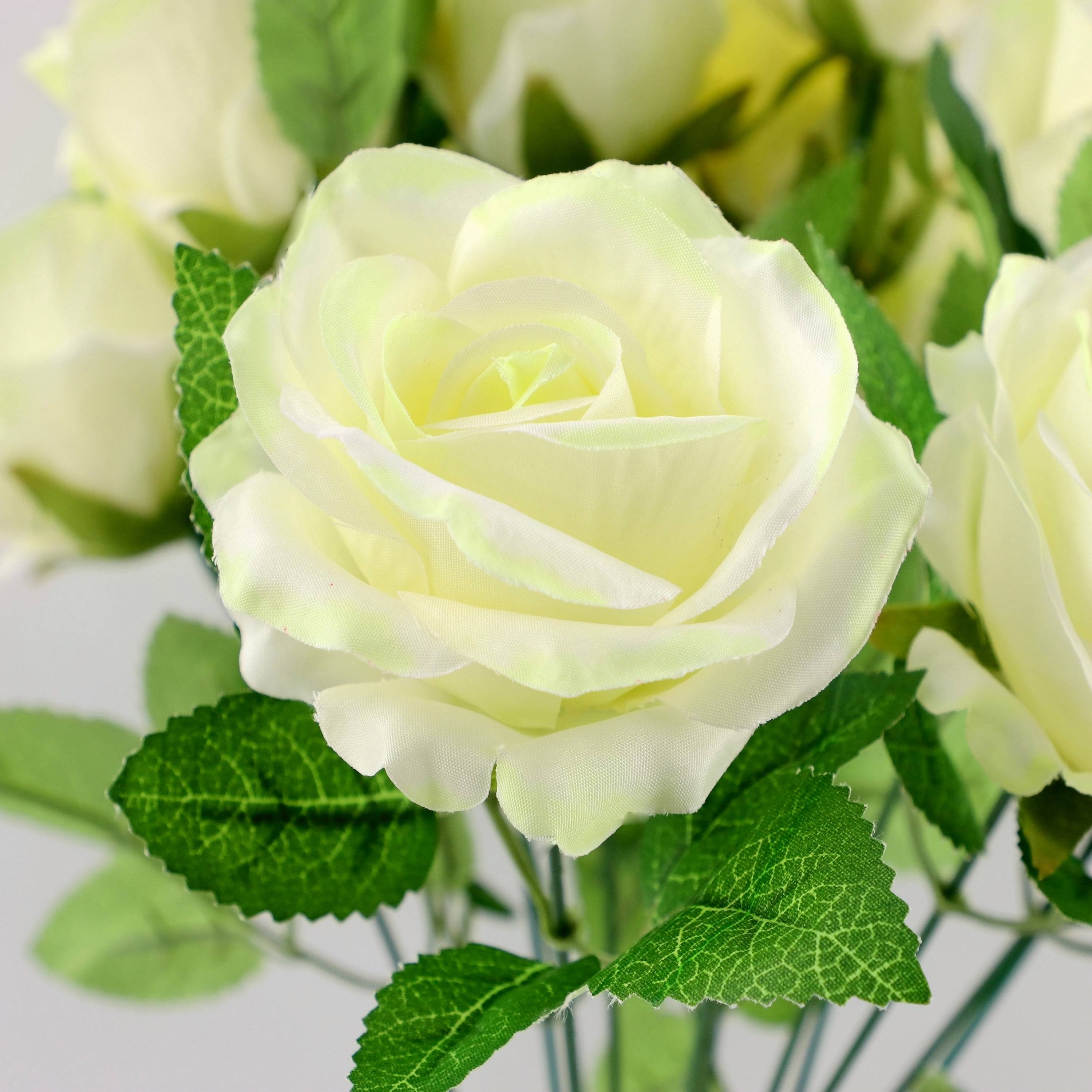 Ecloz - Bouquet artificiel de roses jaune pâle - H. 39 cm - ECLOZ - Image 3