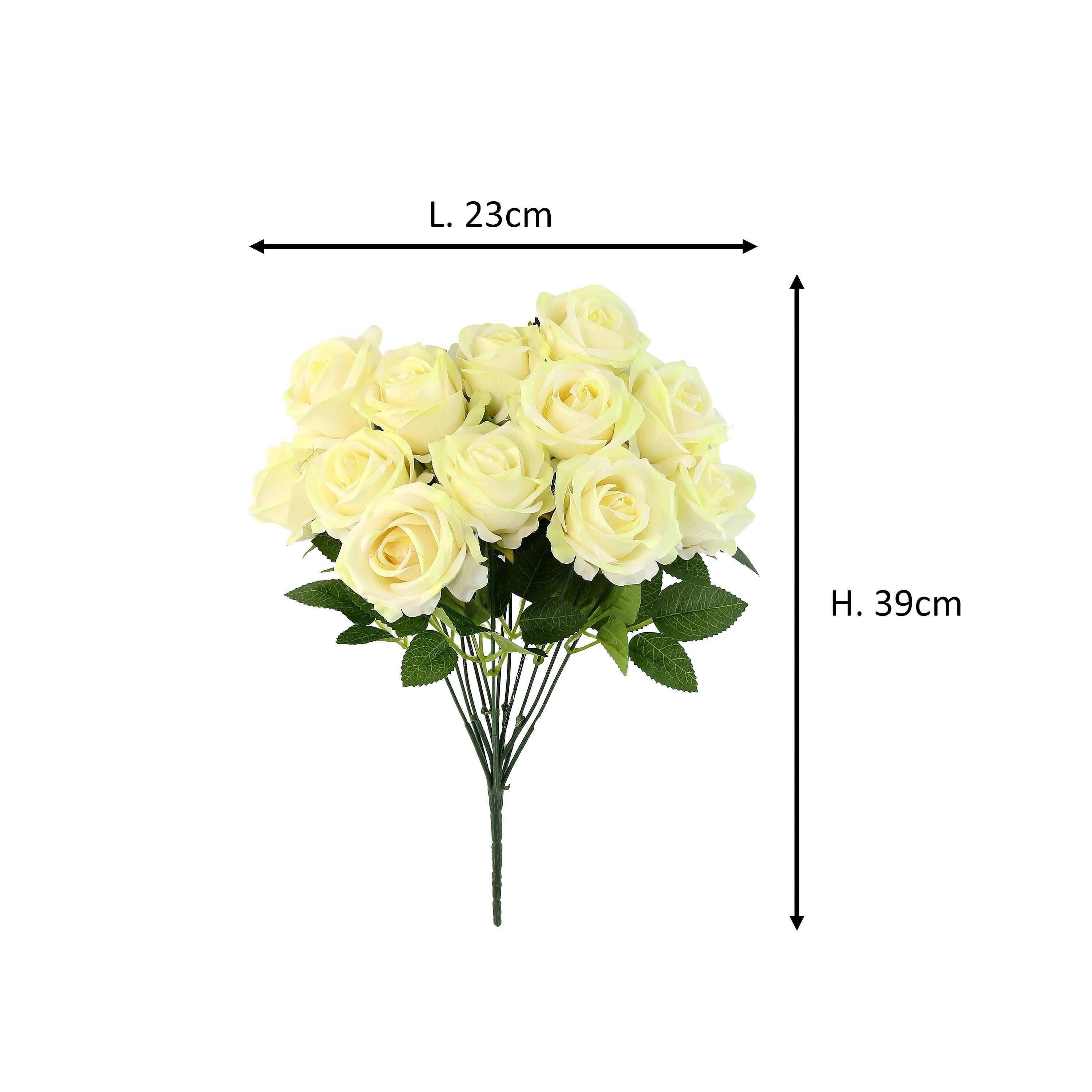 Ecloz - Bouquet artificiel de roses jaune pâle - H. 39 cm - ECLOZ - Image 2