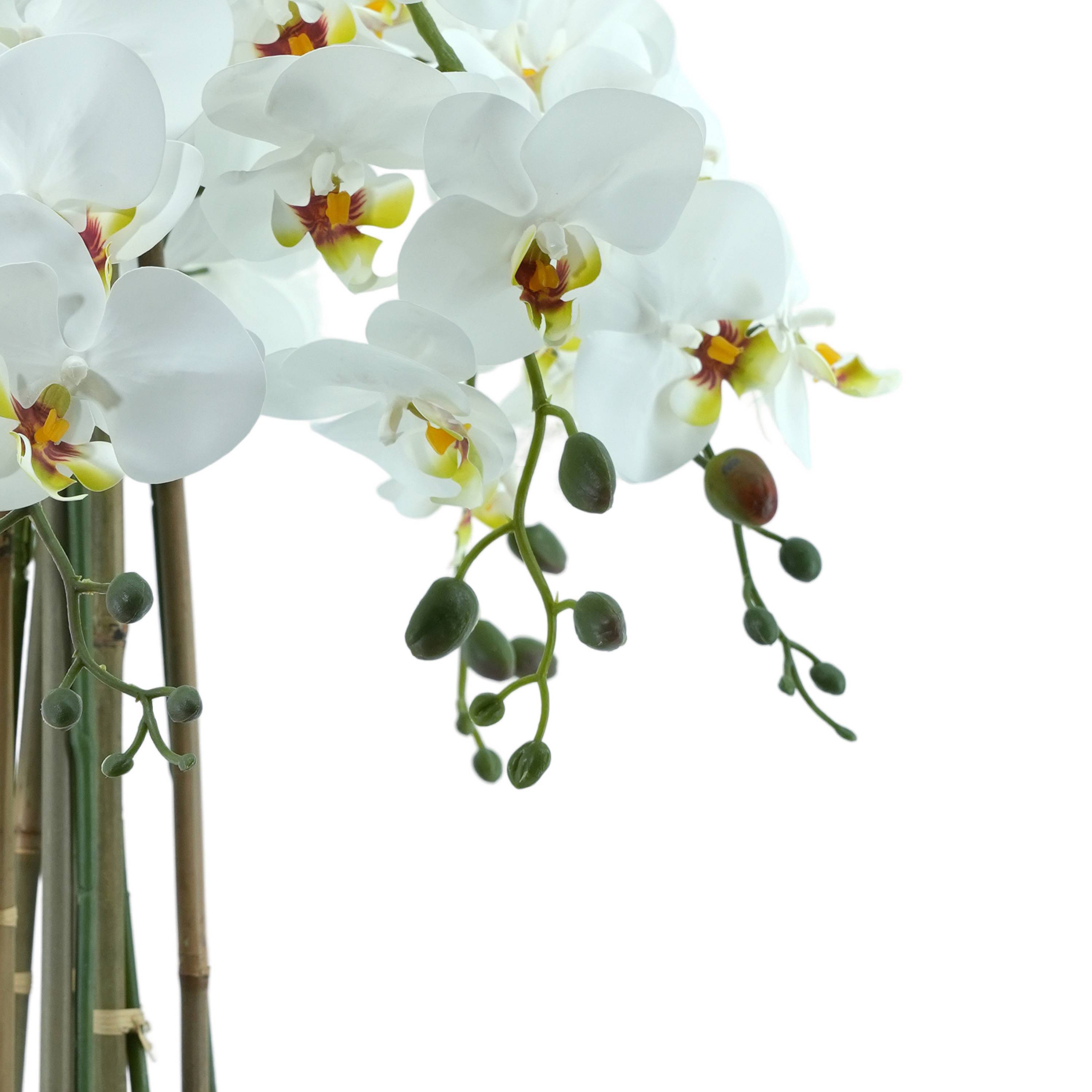 Ecloz - Orquídea phalaenopsis artificial en maceta - 8 tallos - blanca - H. 78 cm - ECLOZ - Imagen 4