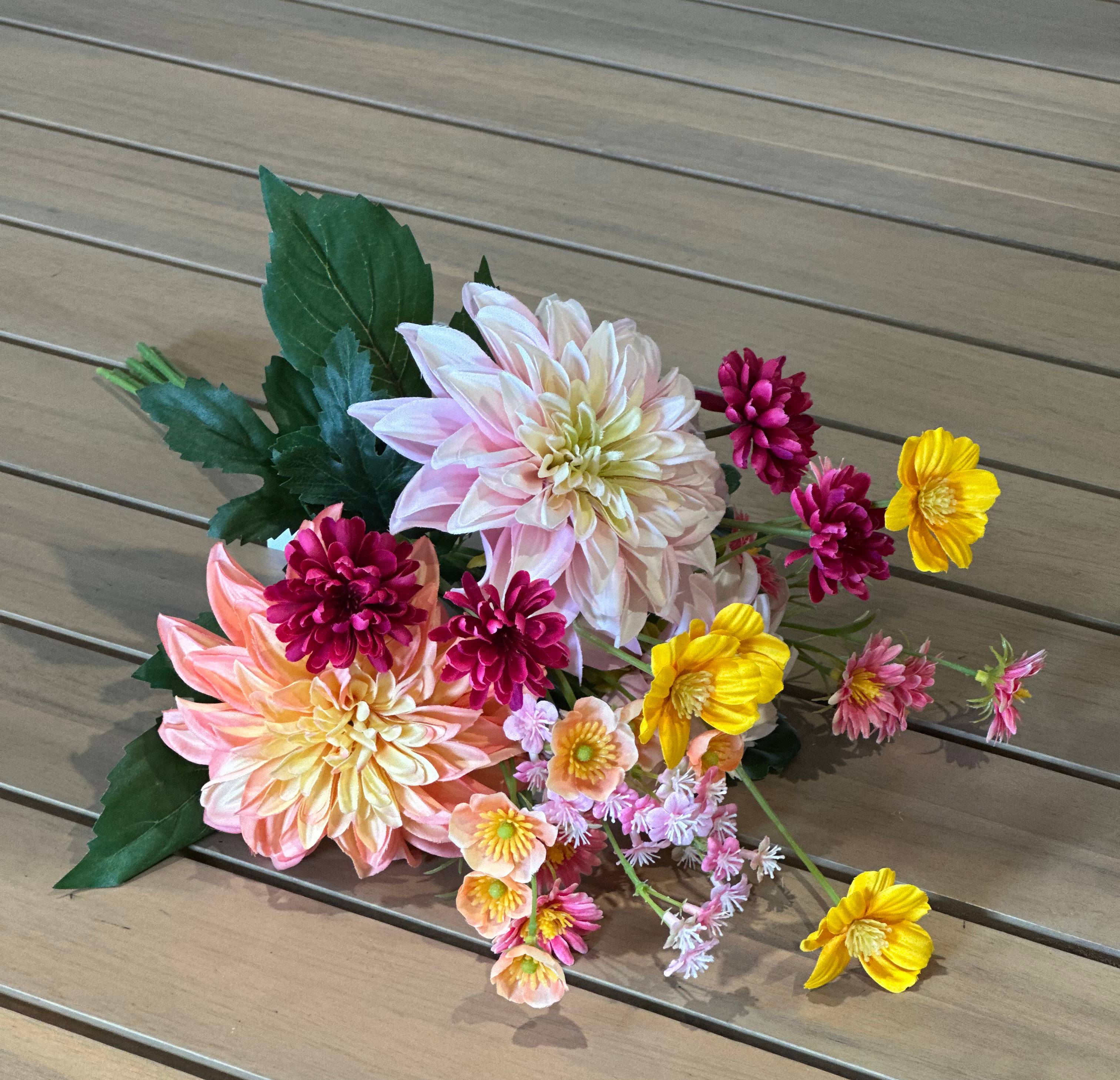 Ecloz - Ramo de flores artificiales variadas rosas y amarillas - H. 78 cm - ECLOZ - Imagen 3