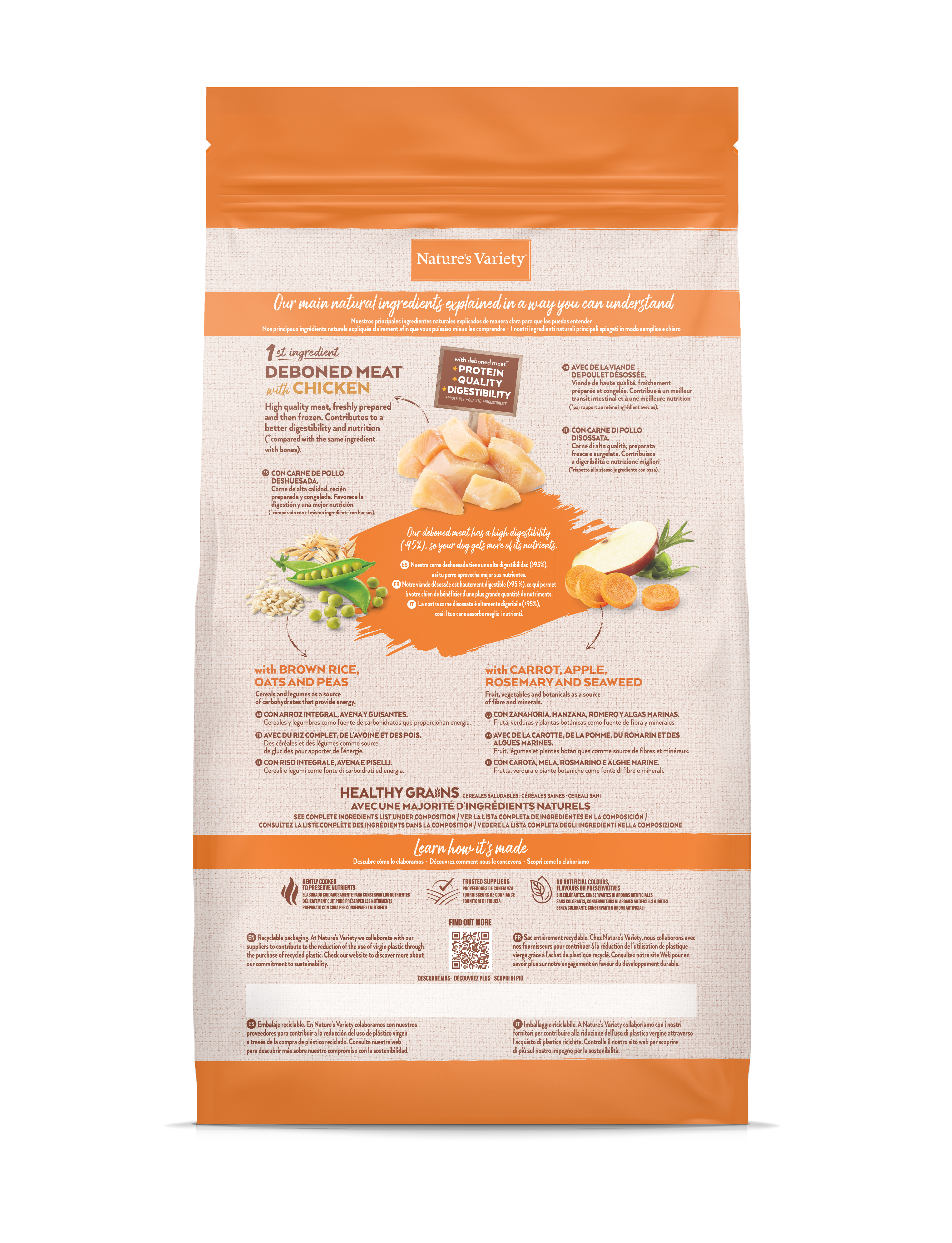 Croquetas para perro adulto con cereales saludables mini pollo 3 kg - Nature's Variety - Imagen 5