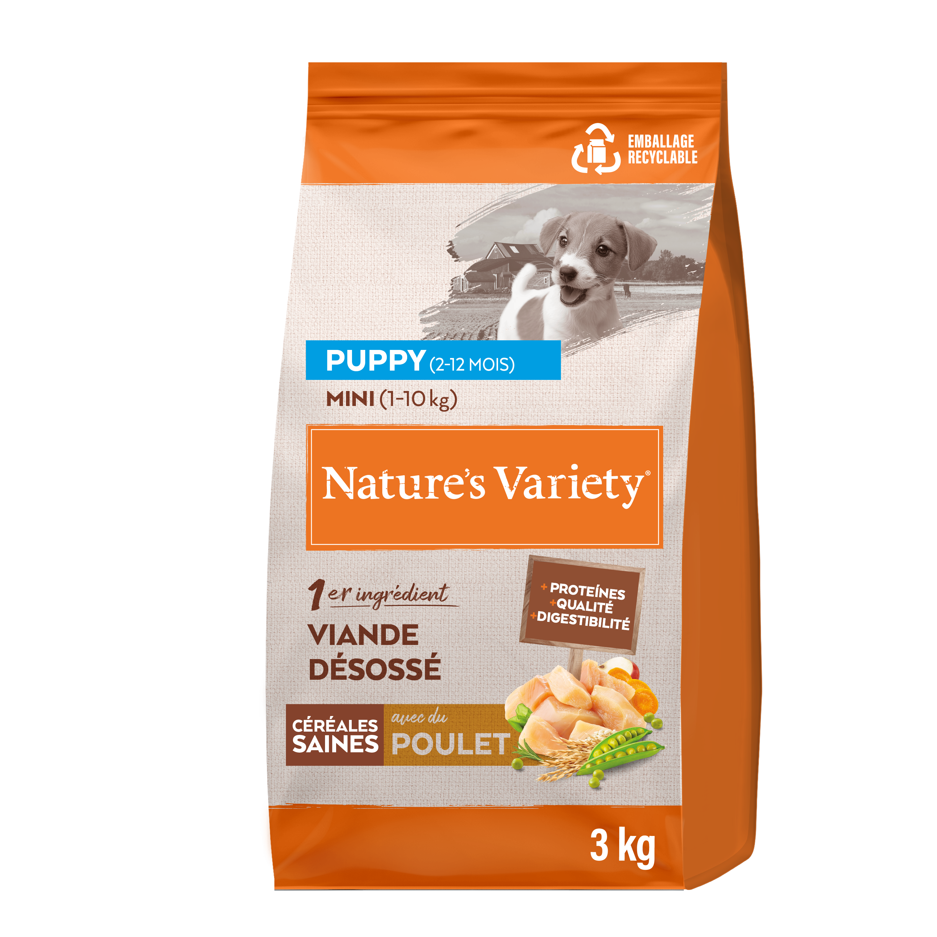 Croquetas para cachorro con cereales saludables mini pollo 3 kg - Nature's Variety - Imagen 6