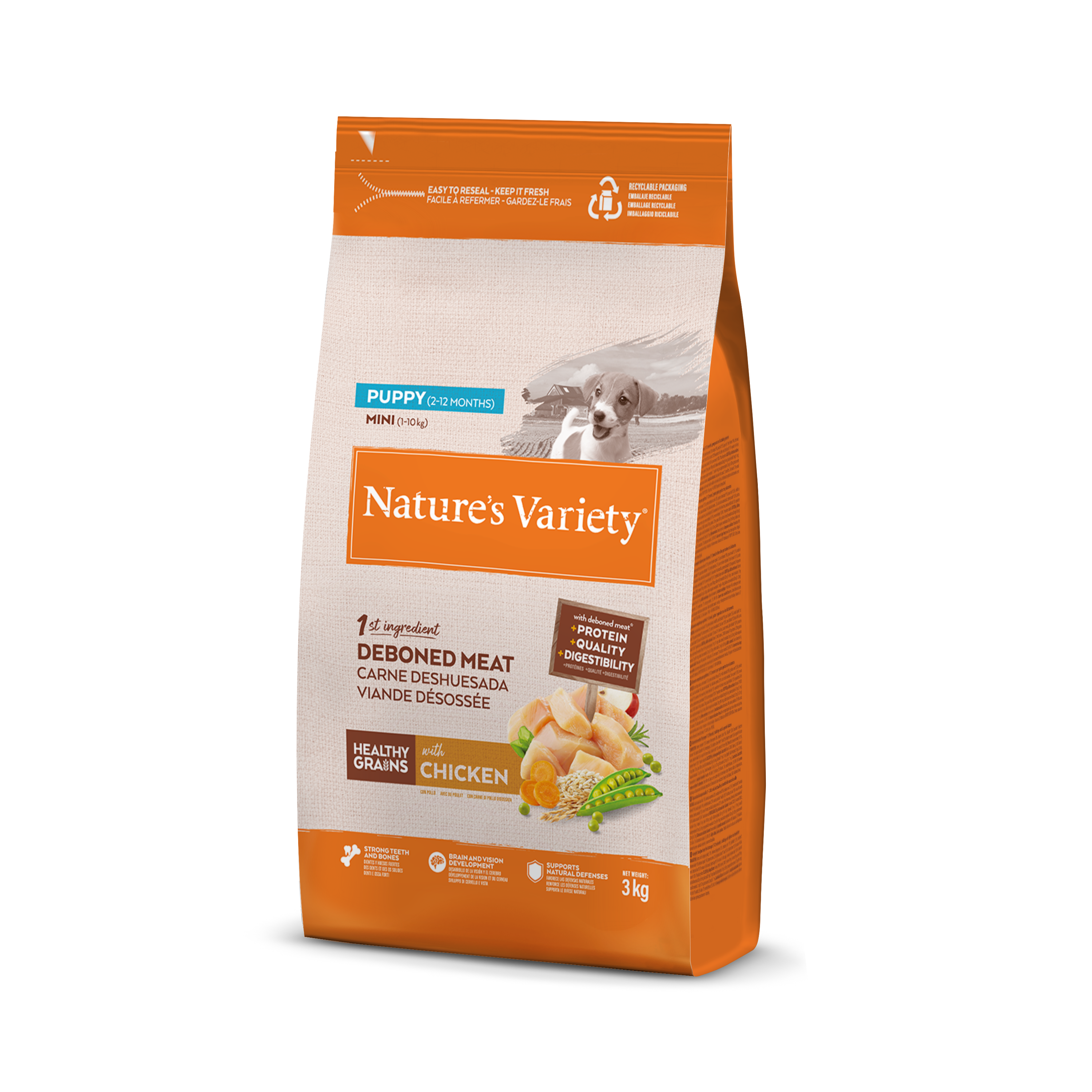 Croquetas para cachorro con cereales saludables mini pollo 3 kg - Nature's Variety - Imagen 3