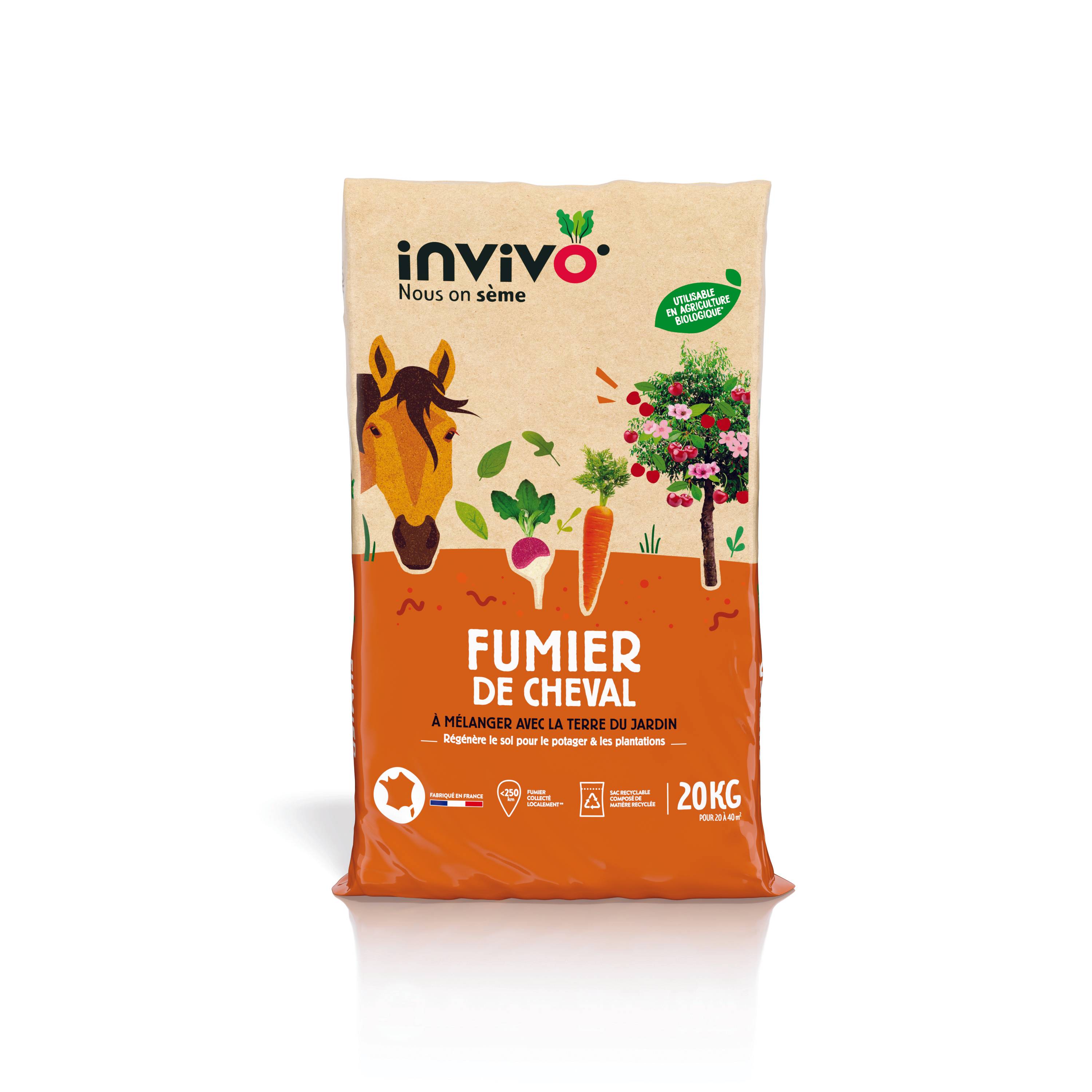 Invivo Nous On Sème - Fumier de cheval en sac de 20 kg - INVIVO Nous on sème - Imagen 1