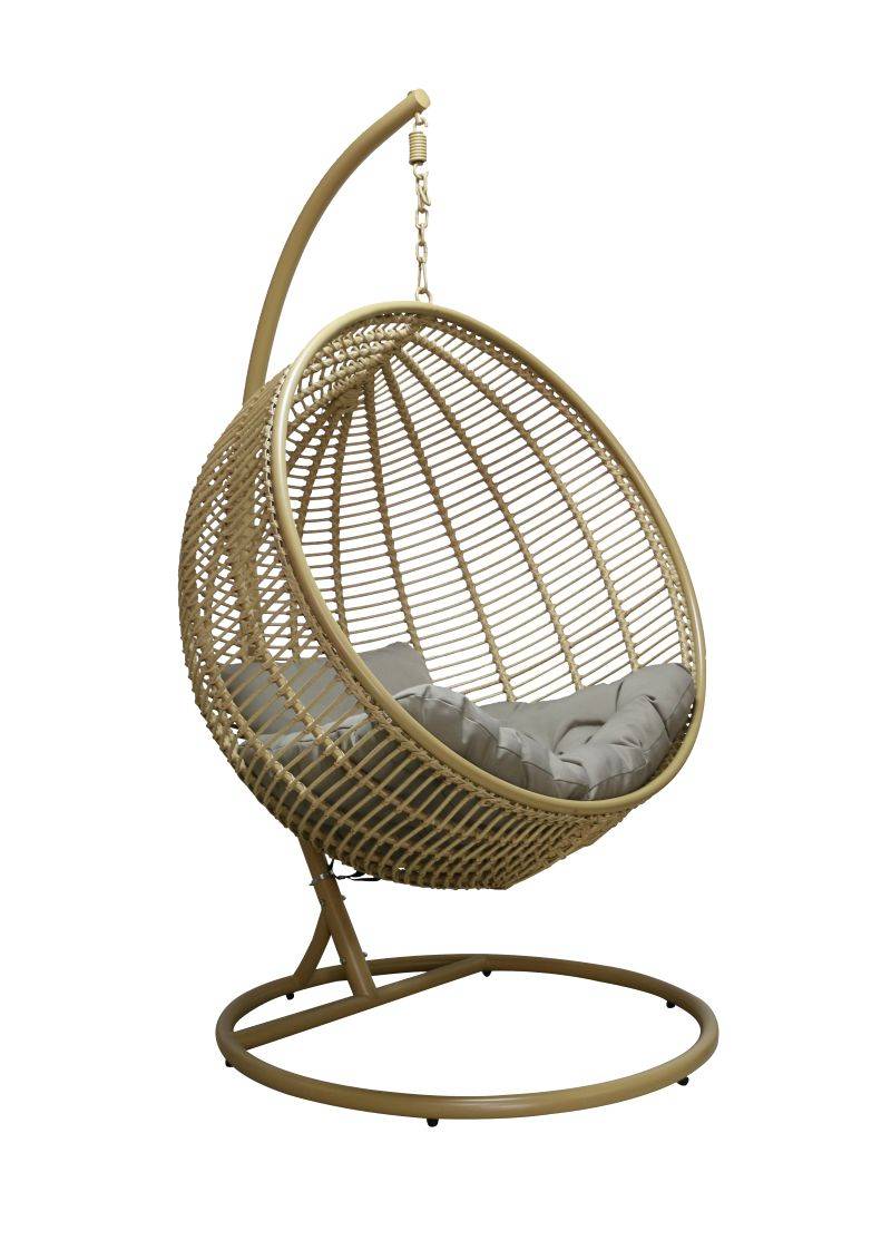 Fauteuil de jardin œuf supendu acier et corde couleur naturel - Image 5