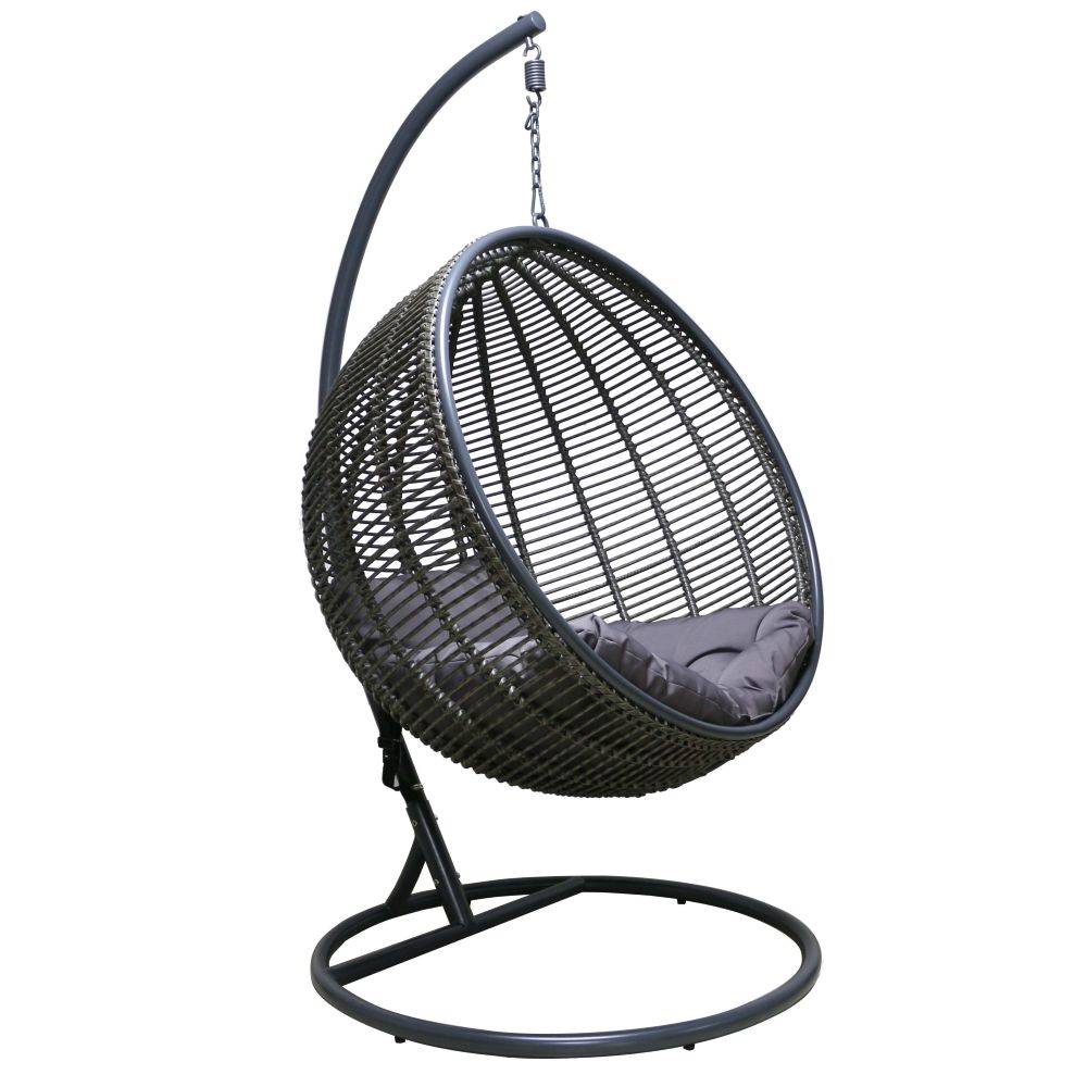 Fauteuil de jardin œuf supendu acier et corde anthracite - Imagen 3