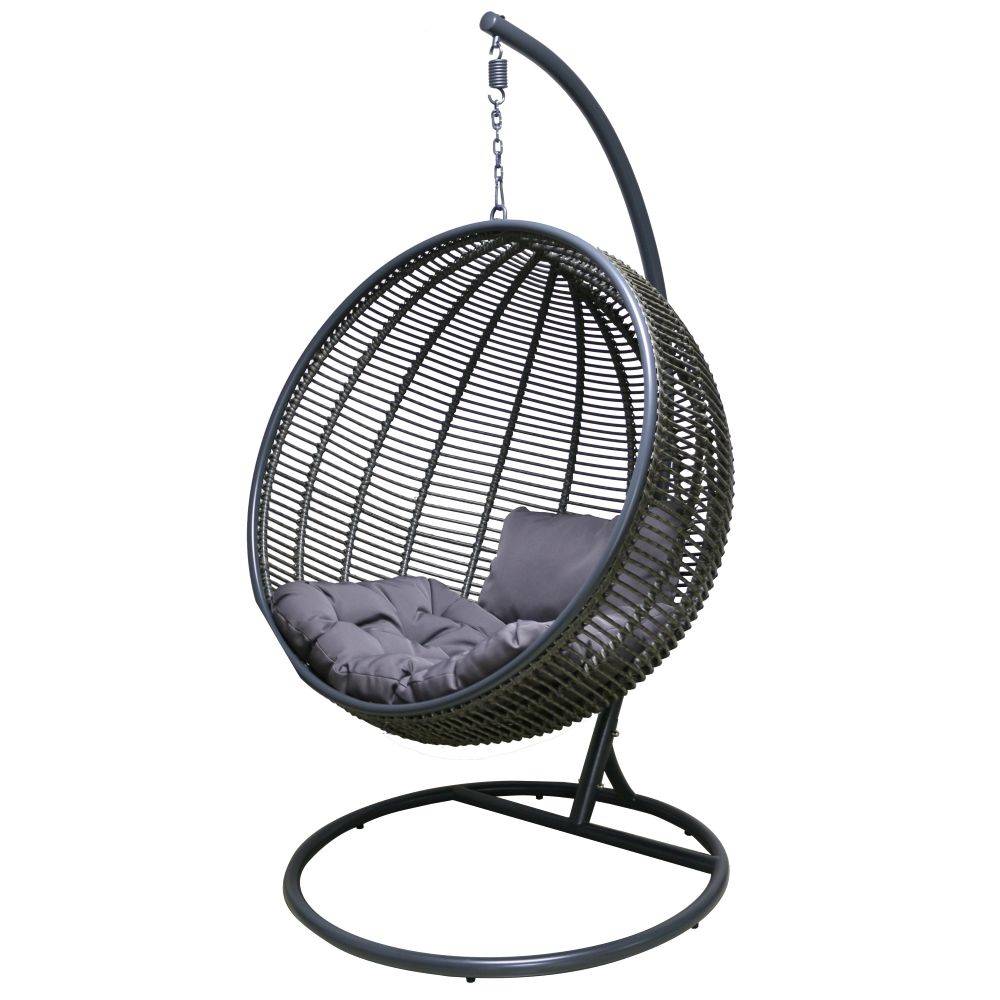Fauteuil de jardin œuf supendu acier et corde anthracite