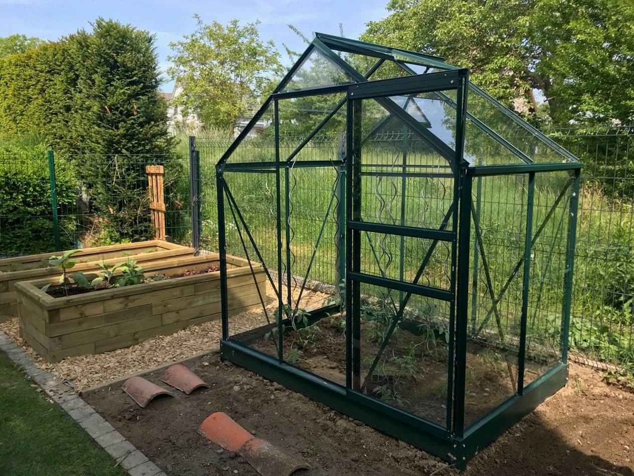 LAMS - Serre de jardin verre trempé aluminium vert 2,5 m² Allium avec embase - Lams - Image 1