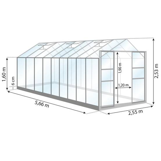 LAMS - Serre de jardin verre trempé aluminium vert 14,4 m² Laurus avec embase - Lams - Image 2