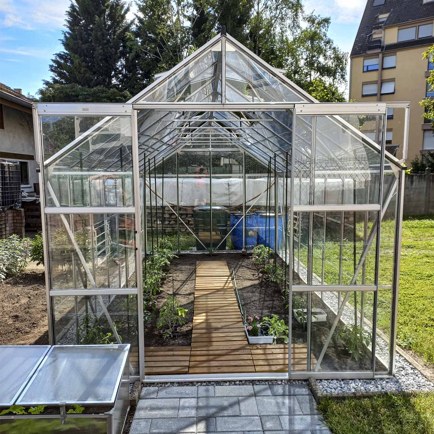 LAMS - Serre de jardin verre trempé aluminium brut 12,9 m² Laurus avec embase - Lams
