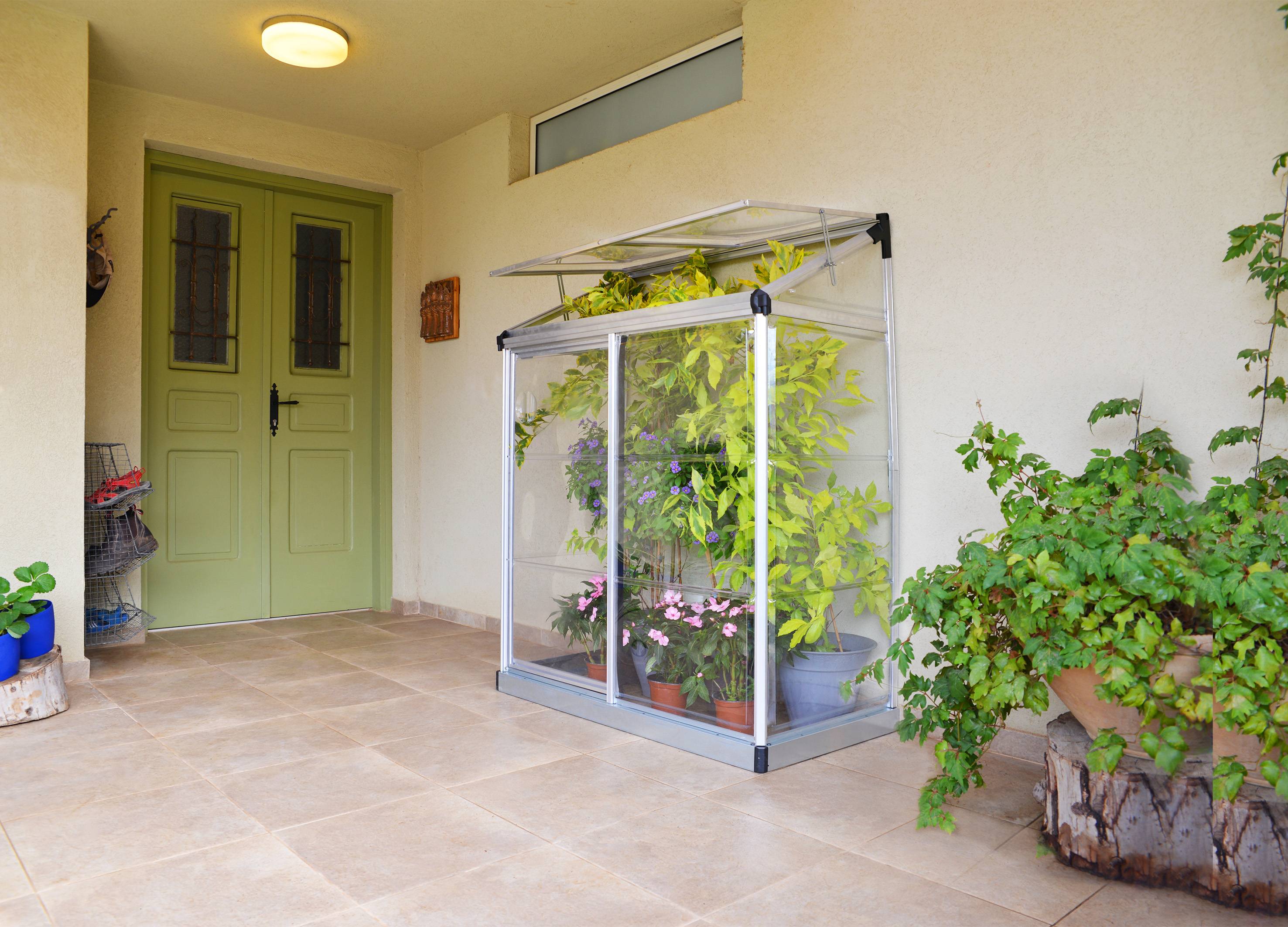 Canopia by Palram - Serre de jardin adossée polycarbonate aluminium brut 0,8 m² Lean to avec embase - Canopia by Palram