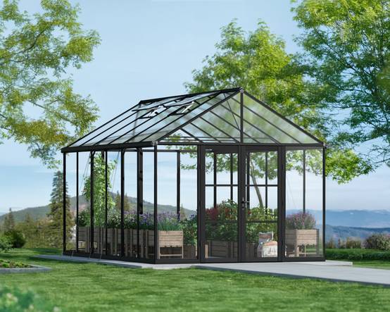 Canopia by Palram - Serre de jardin polycarbonate aluminium noir 13,8 m² Aria avec embase - Canopia by Palram - Image 1