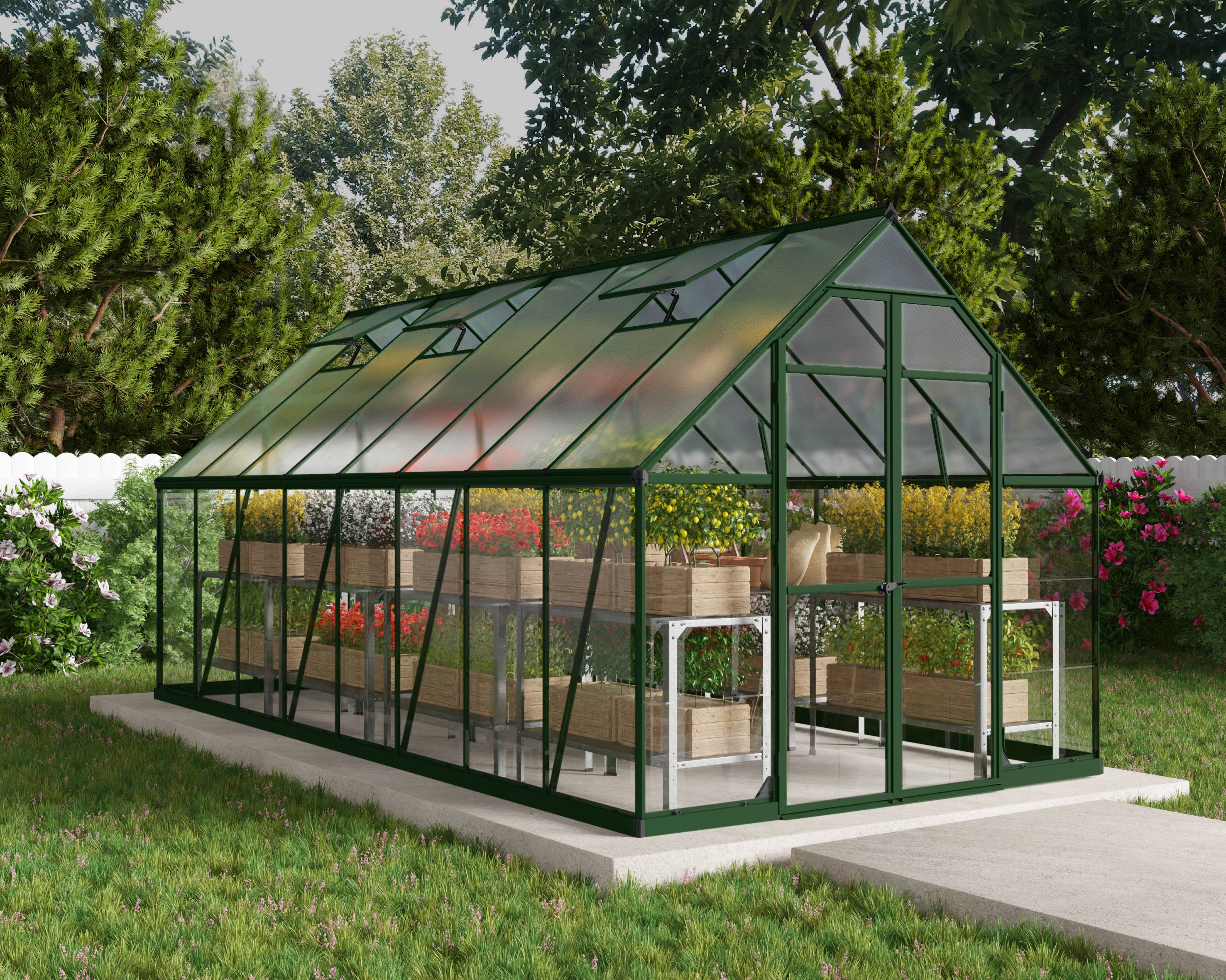 Canopia by Palram - Serre de jardin polycarbonate aluminium vert 11,9 m² Balance avec embase - Canopia by Palram - Image 1