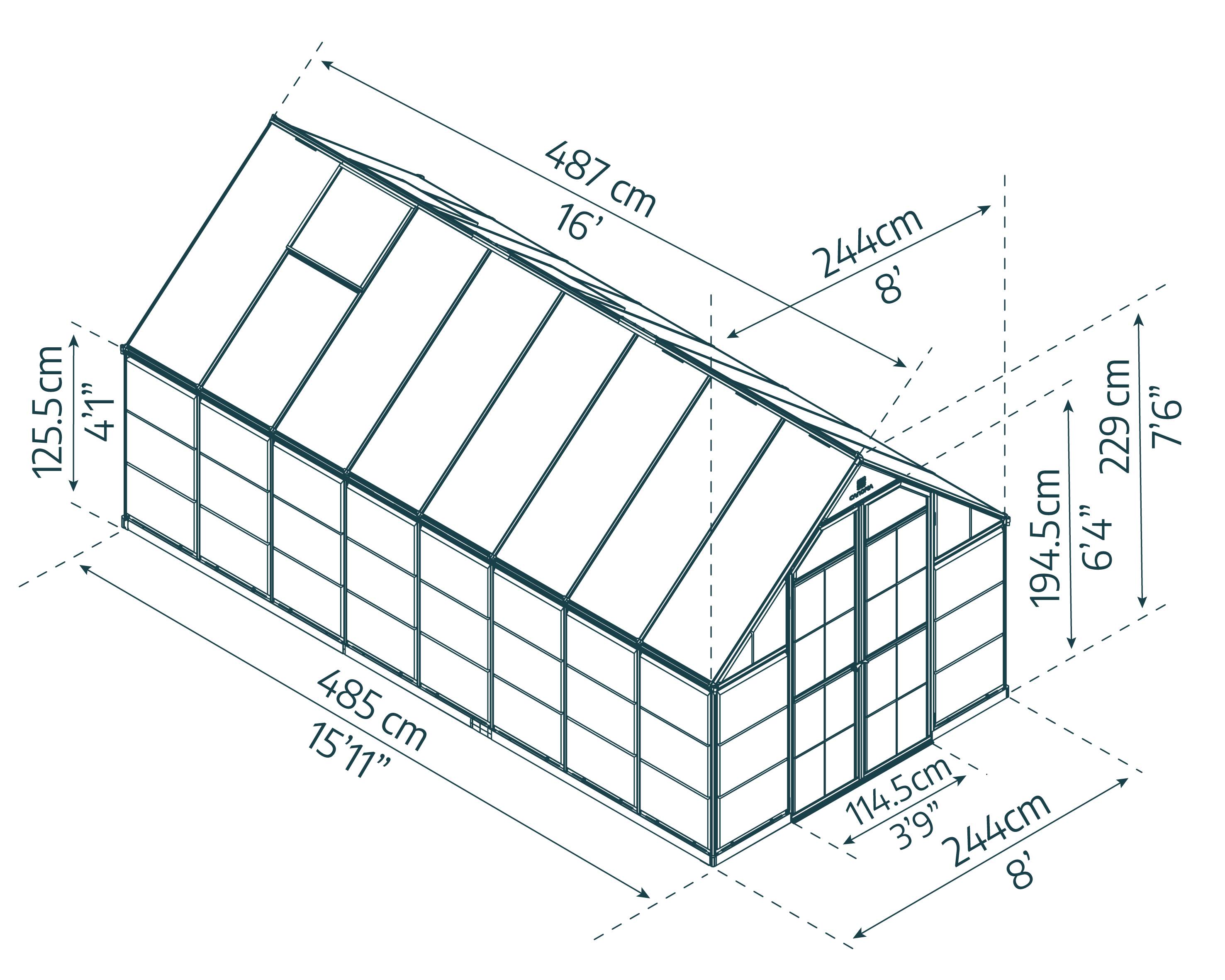 Canopia by Palram - Serre de jardin polycarbonate aluminium vert 11,9 m² Balance avec embase - Canopia by Palram - Image 3