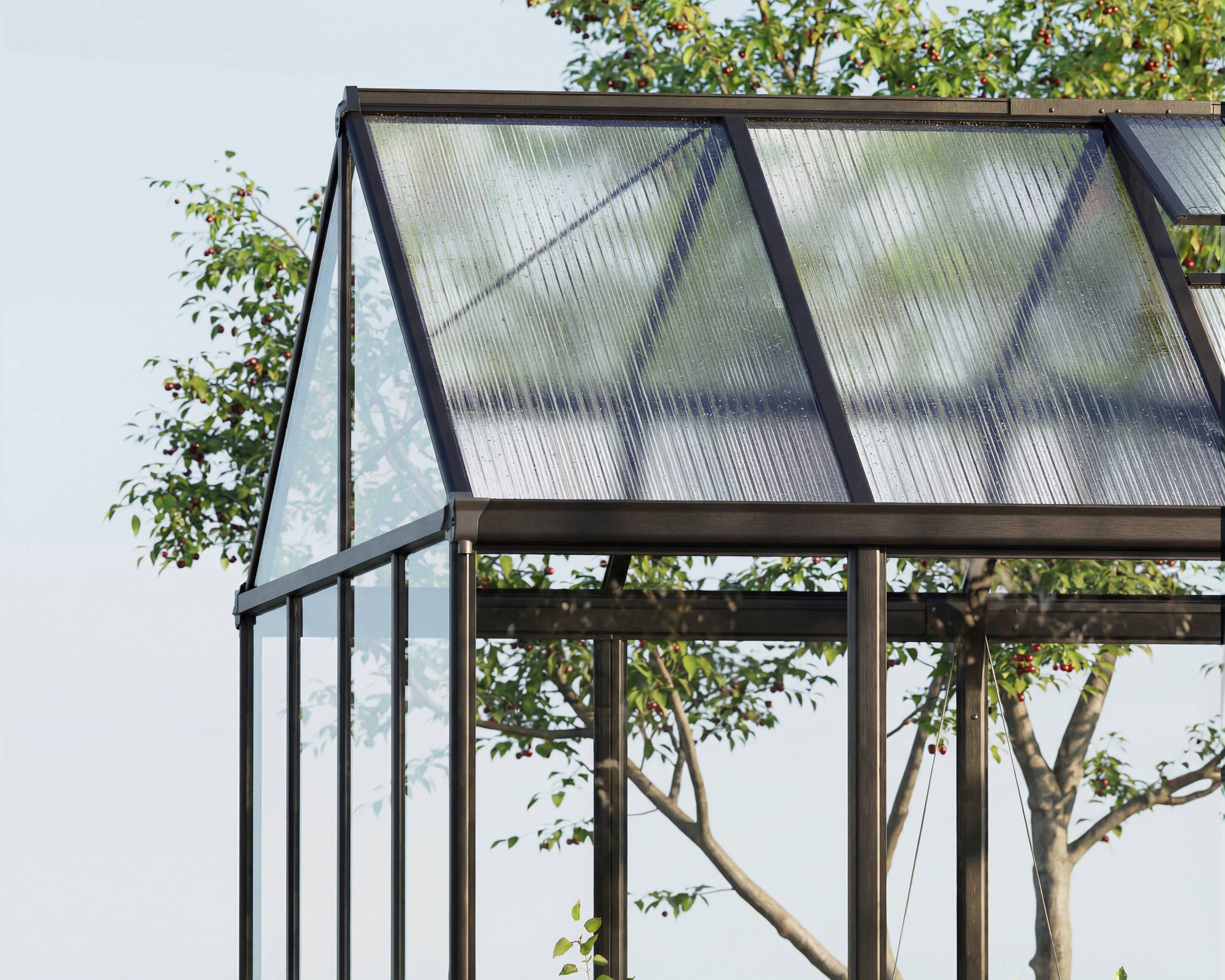 Canopia by Palram - Serre de jardin polycarbonate aluminium noir 9,3 m² Aria avec embase - Canopia by Palram - Image 7