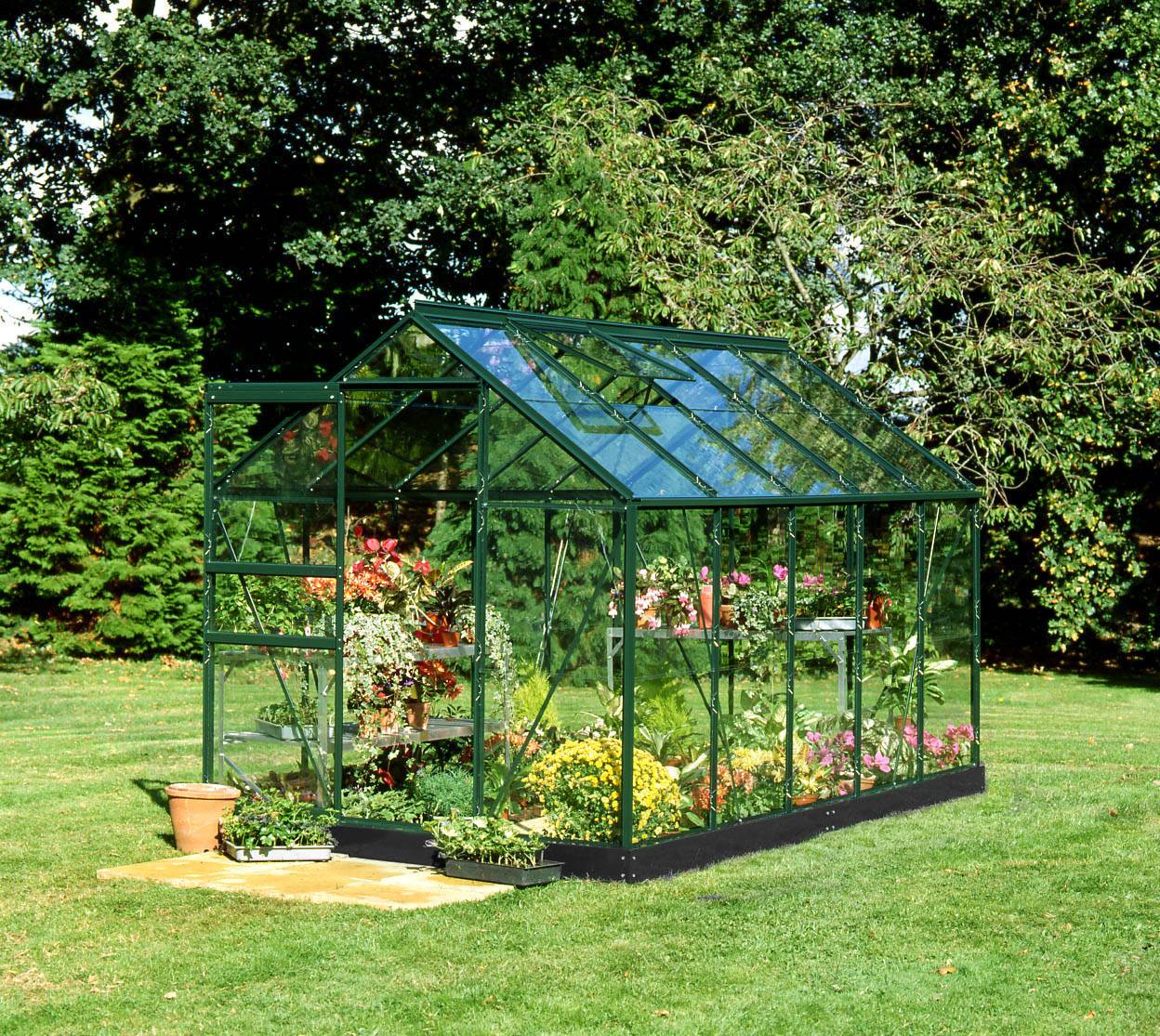 Halls - Serre de jardin verre trempé aluminium vert 6,2 m² Popular 106 - Halls - Image 1