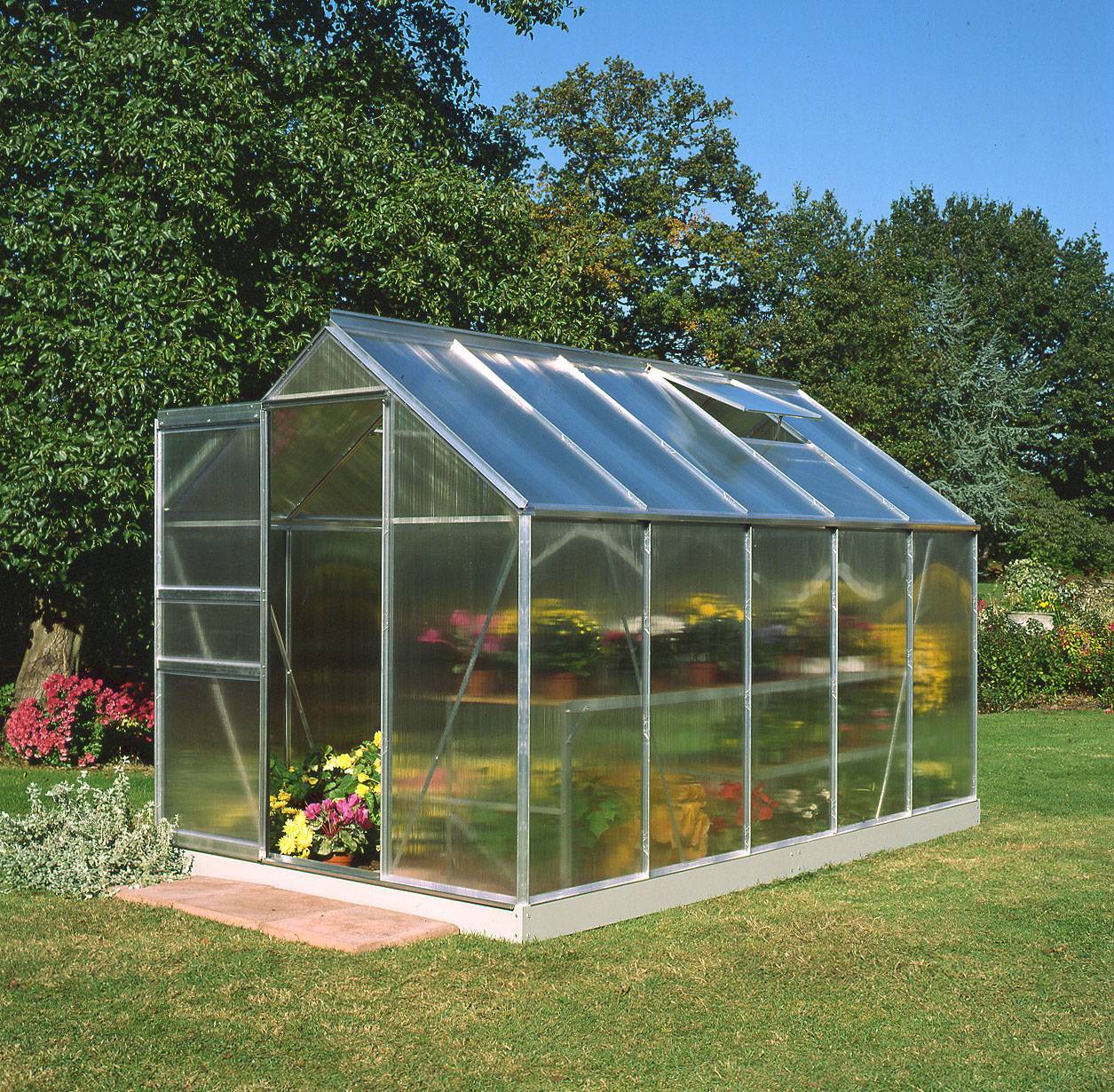 Halls - Serre de jardin polycarbonate aluminium brut 6,2 m² Popular 106 - Halls