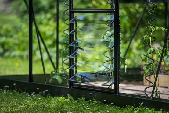 Halls - Ventilation à lamelles verre trempé et aluminium noir pour serre Qube L. 60 x l. 60 cm - Halls - Image 1