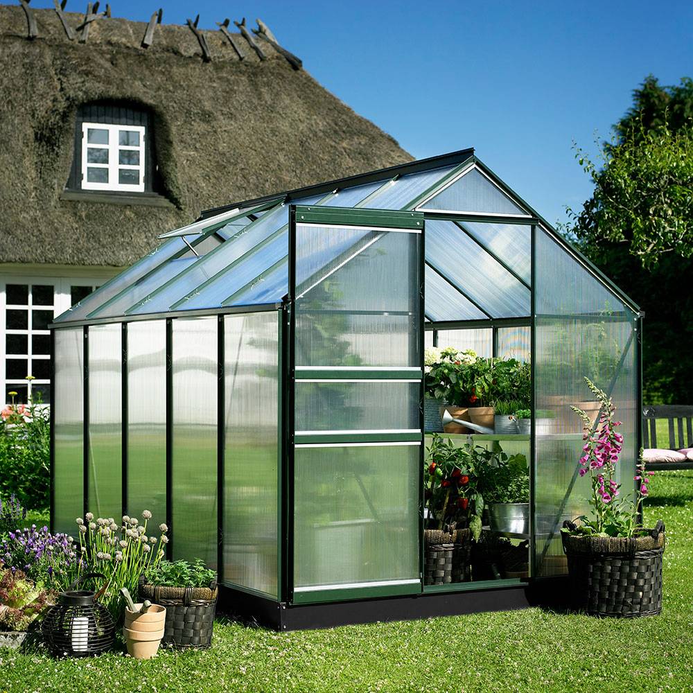Halls - Serre de jardin polycarbonate aluminium vert 5 m² Popular 86 - Halls - Image 1