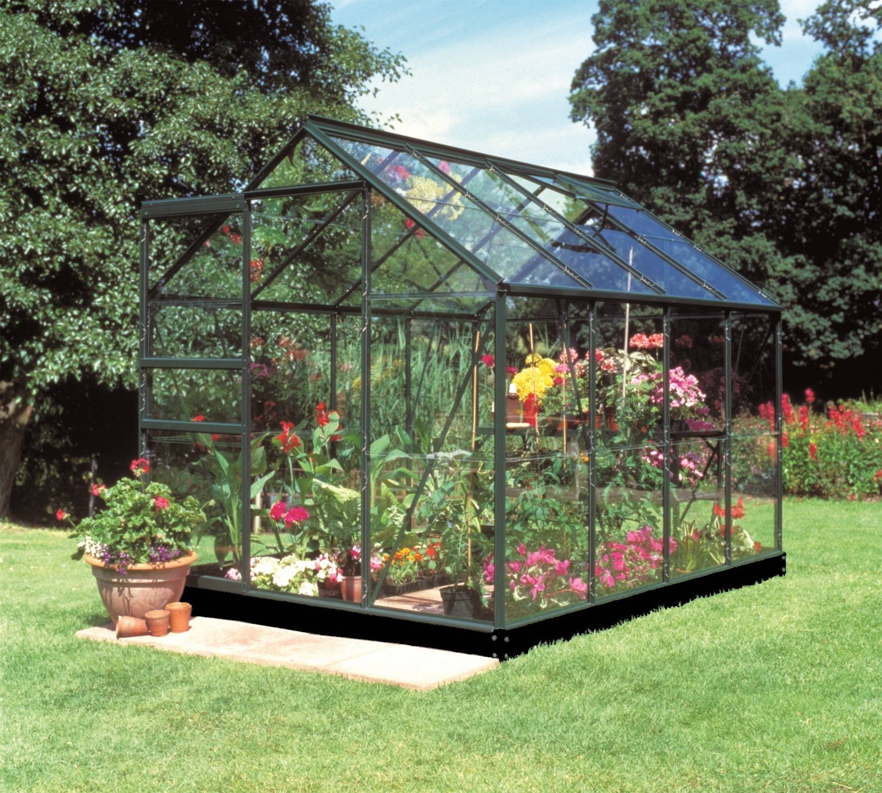 Halls - Serre de jardin verre trempé aluminium vert 5 m² Popular 86 - Halls - Image 1