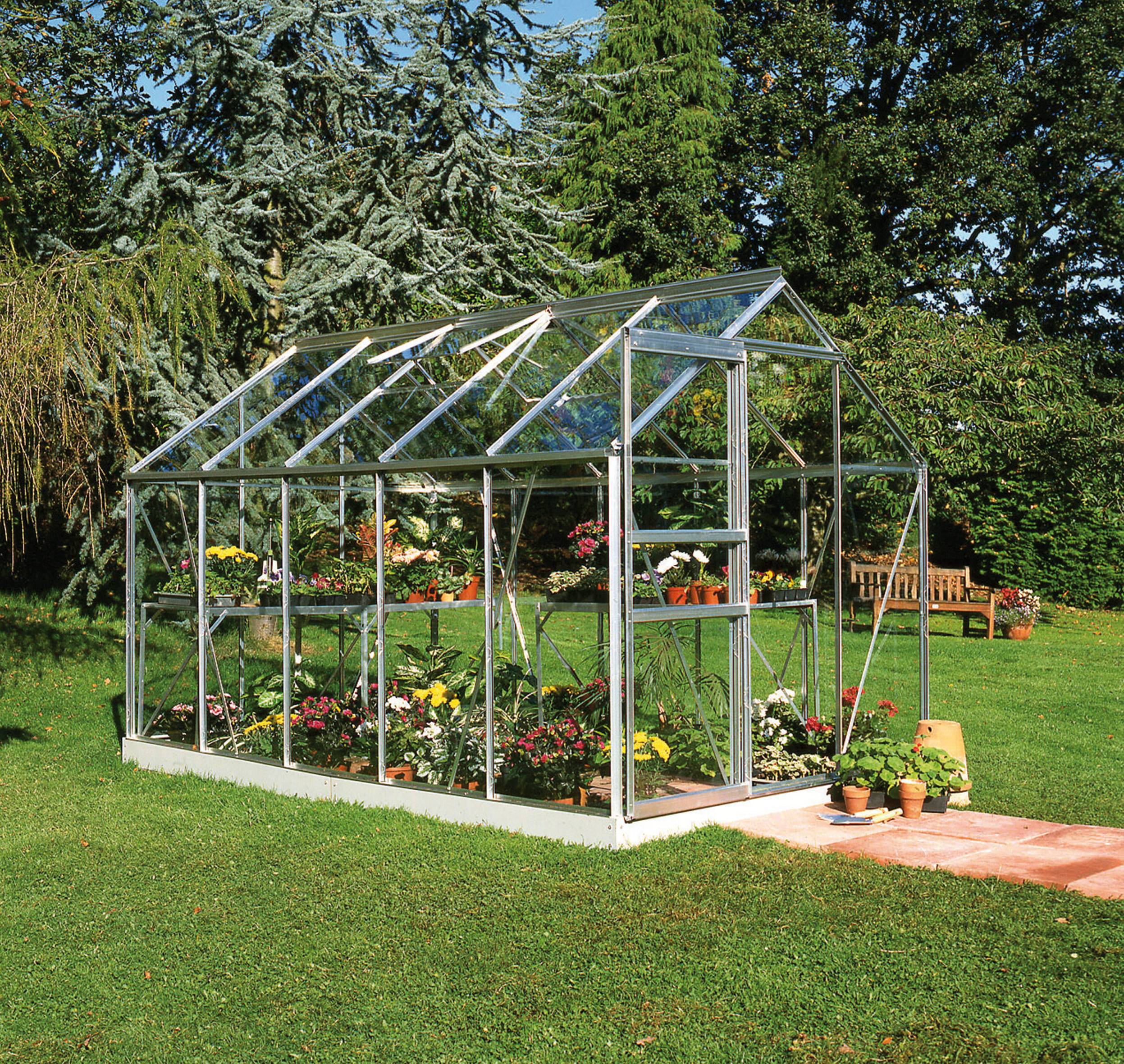 Halls - Serre de jardin verre trempé aluminium brut 6,2 m² Popular 106 - Halls