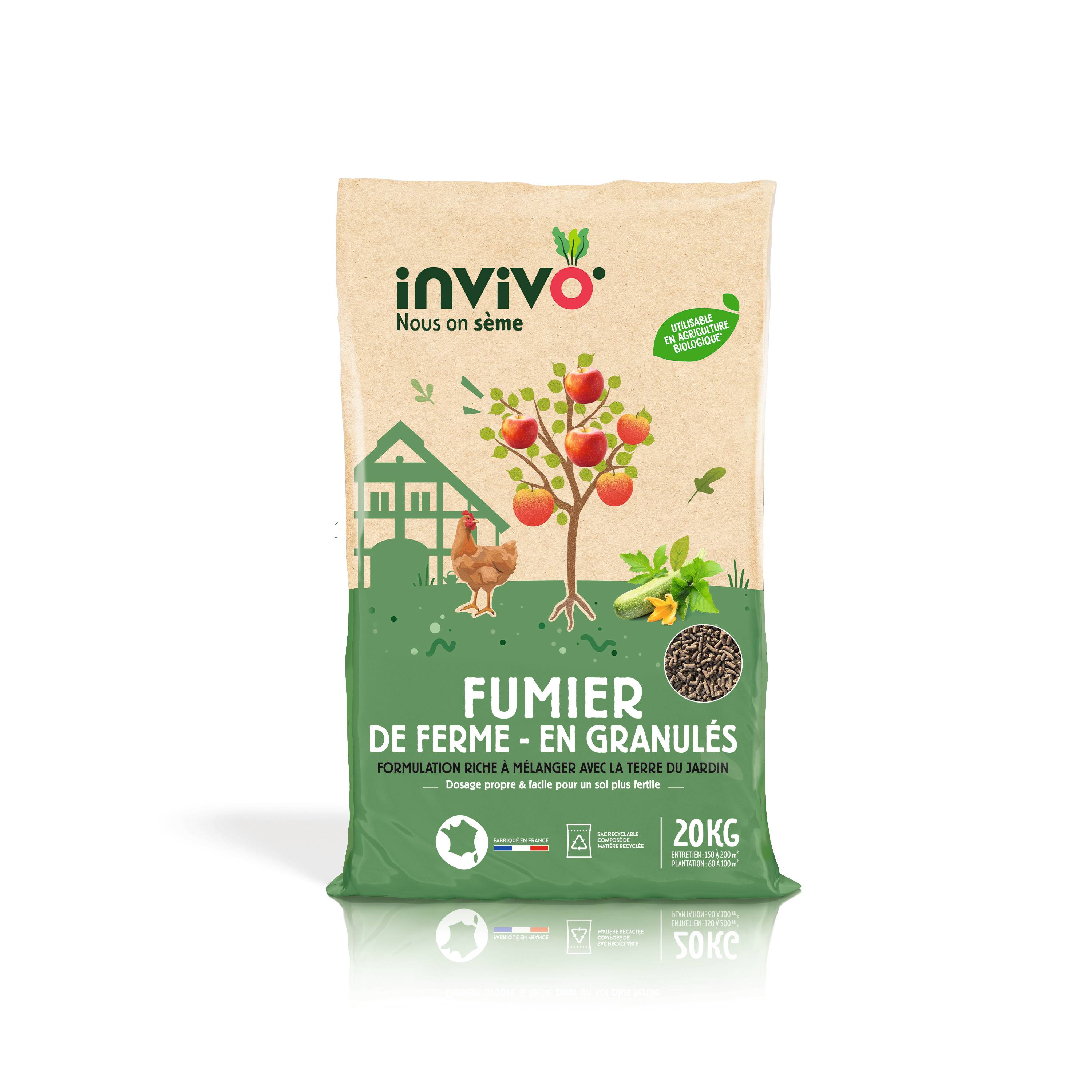 Invivo Nous On Sème - Fumier de ferme en granulés sac de 20 kg - INVIVO Nous on sème - Imagen 2