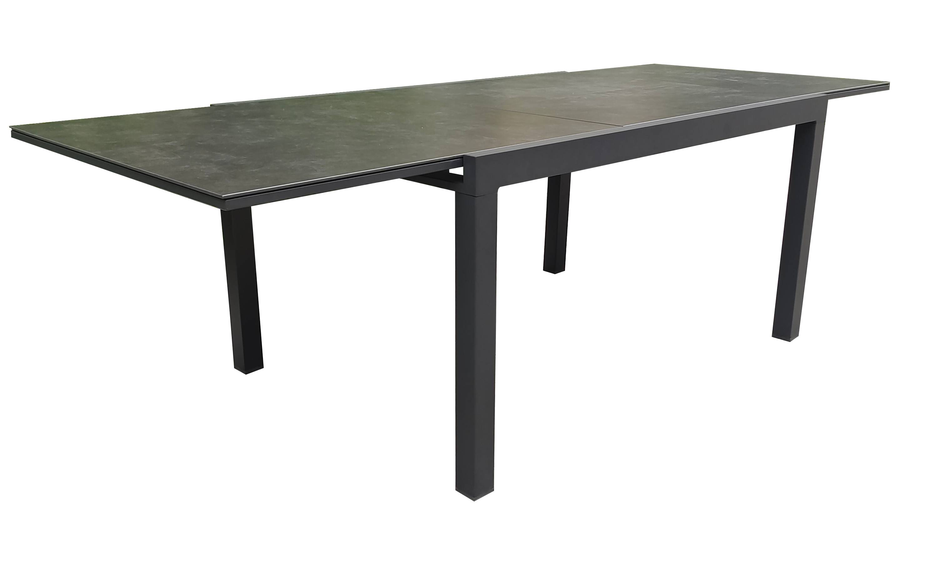 Proloisirs - Table de jardin rectangulaire, extensible. Structure aluminium et plateau en céramique.