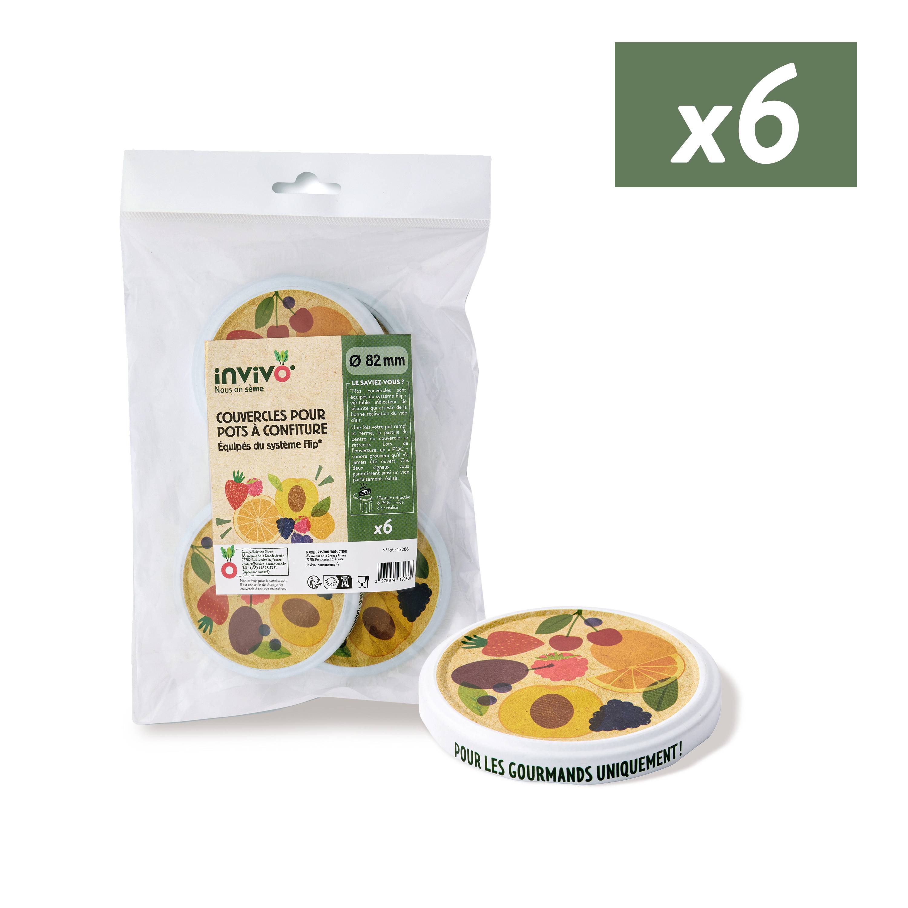 Invivo Nous On Sème - Couvercles pour pots à confitures Ø 82 mm x6 - INVIVO Nous on sème - Imagen 1