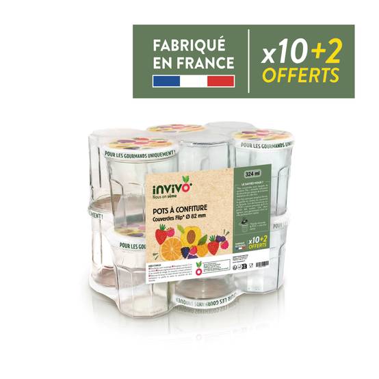 Invivo Nous On Sème - Pots à confiture 324 ml Ø 82 mm x10 + 2 offerts - INVIVO Nous on sème - Imagen 1