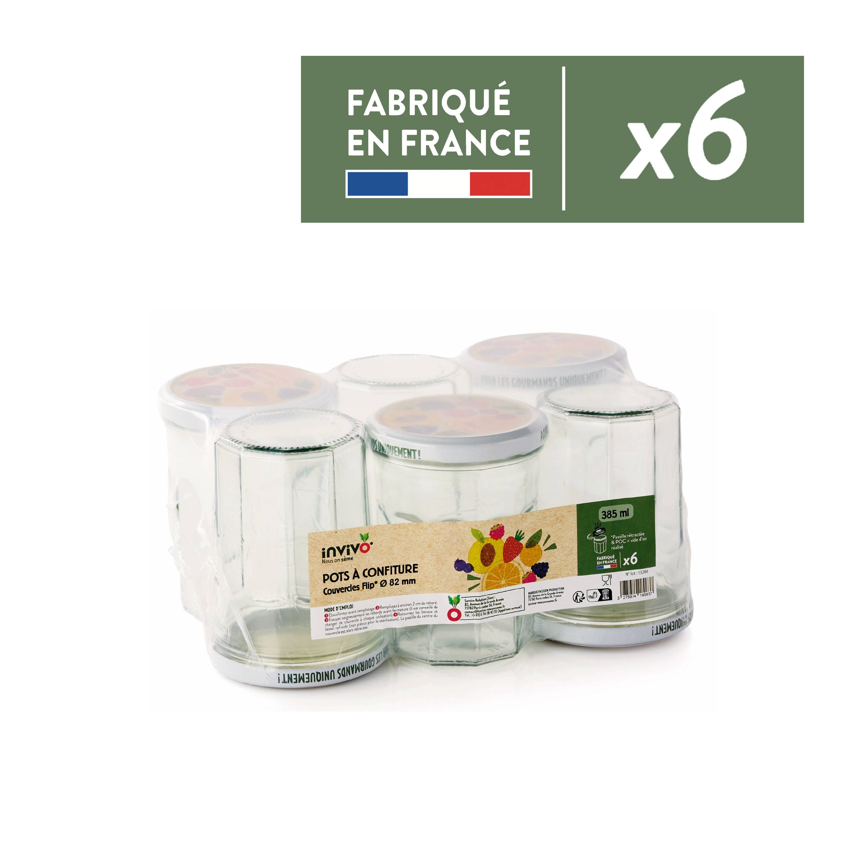 Invivo Nous On Sème - Pots à confiture 385 ml Ø 82 mm x6 - INVIVO Nous on sème