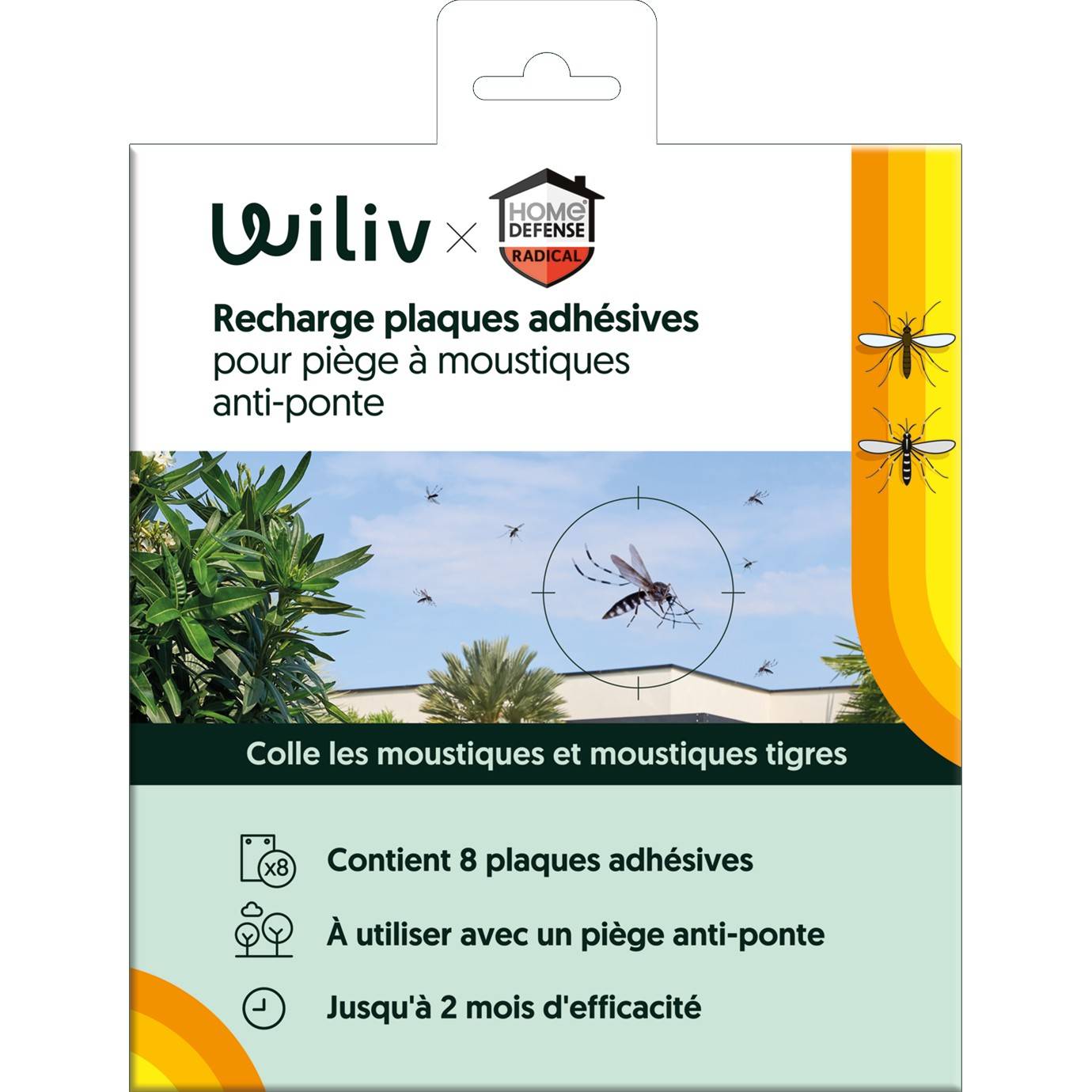 Home defense - Recharge de 8 plaques adhésives pour piège à moustiques anti-ponte - Wiliv & HOME DEFENSE®
