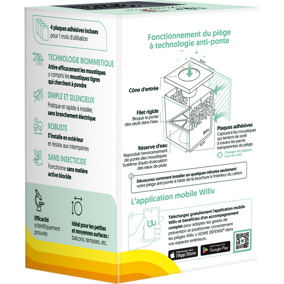 Home defense - Piège à moustiques tech. anti-ponte lot de 2 - L 22,5 x l 22,5 x H 35,5 cm - Wiliv & HOME DEFENSE® - Image 2