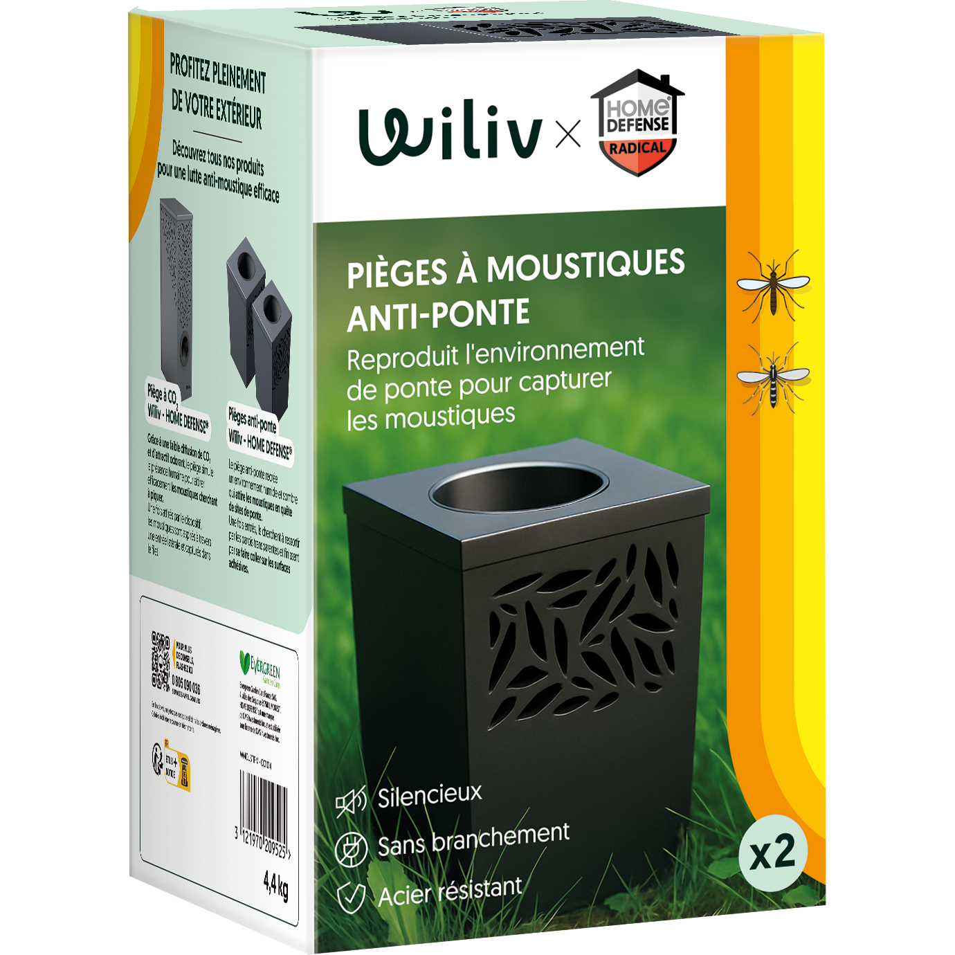 Home defense - Trampa de mosquitos tech. anti-ponte lote de 2 - L 22,5 x l 22,5 x H 35,5 cm - Wiliv & HOME DEFENSE® - Imagen 3