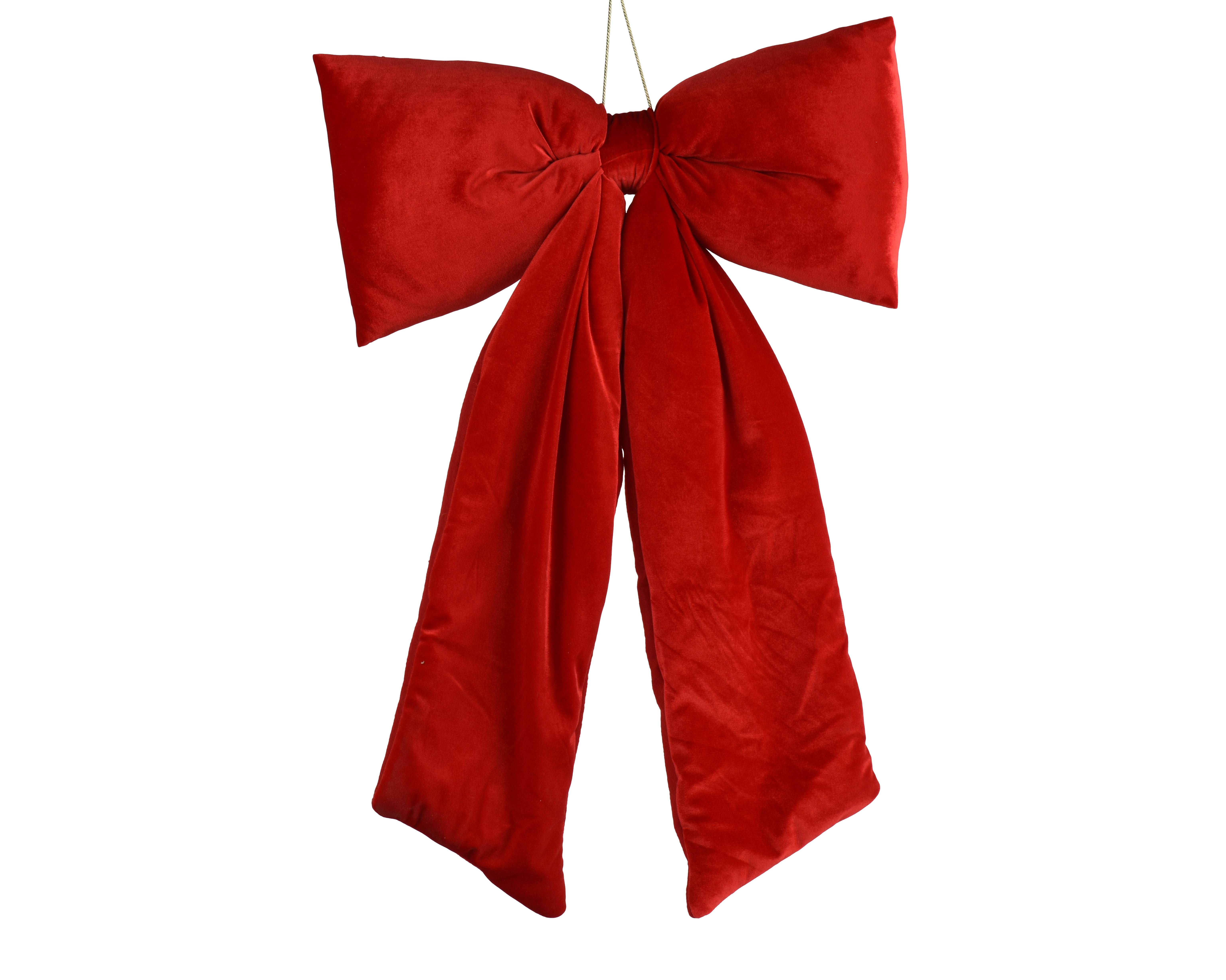 Decoris - Lazo de terciopelo poliéster rojo navidad L9.00-W48.00-H80.00cm