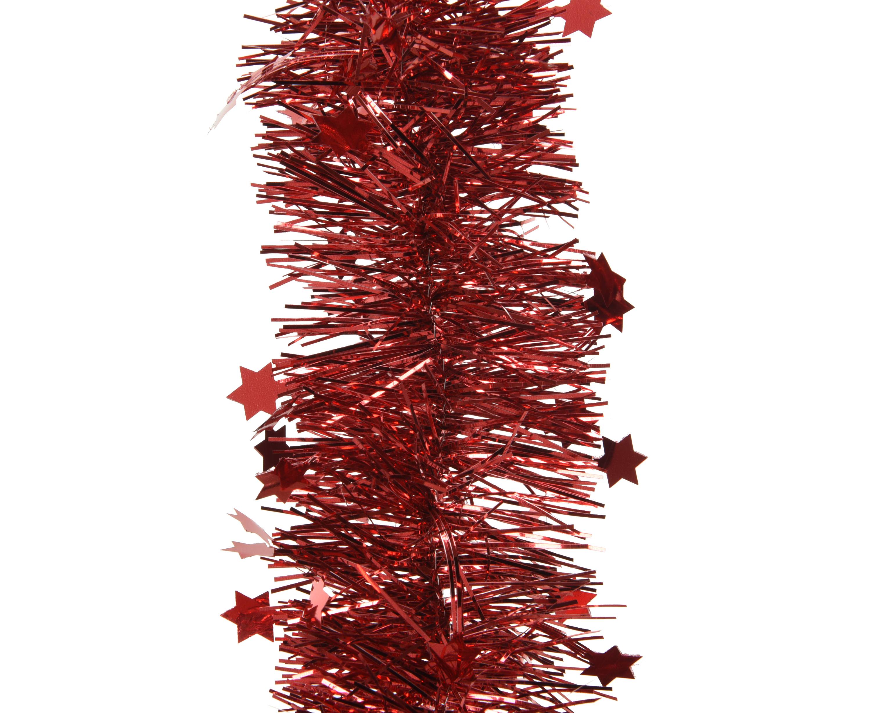 Decoris - Guirlande scintillante pet etoiles rouge noel dia9.00-H270.00cm