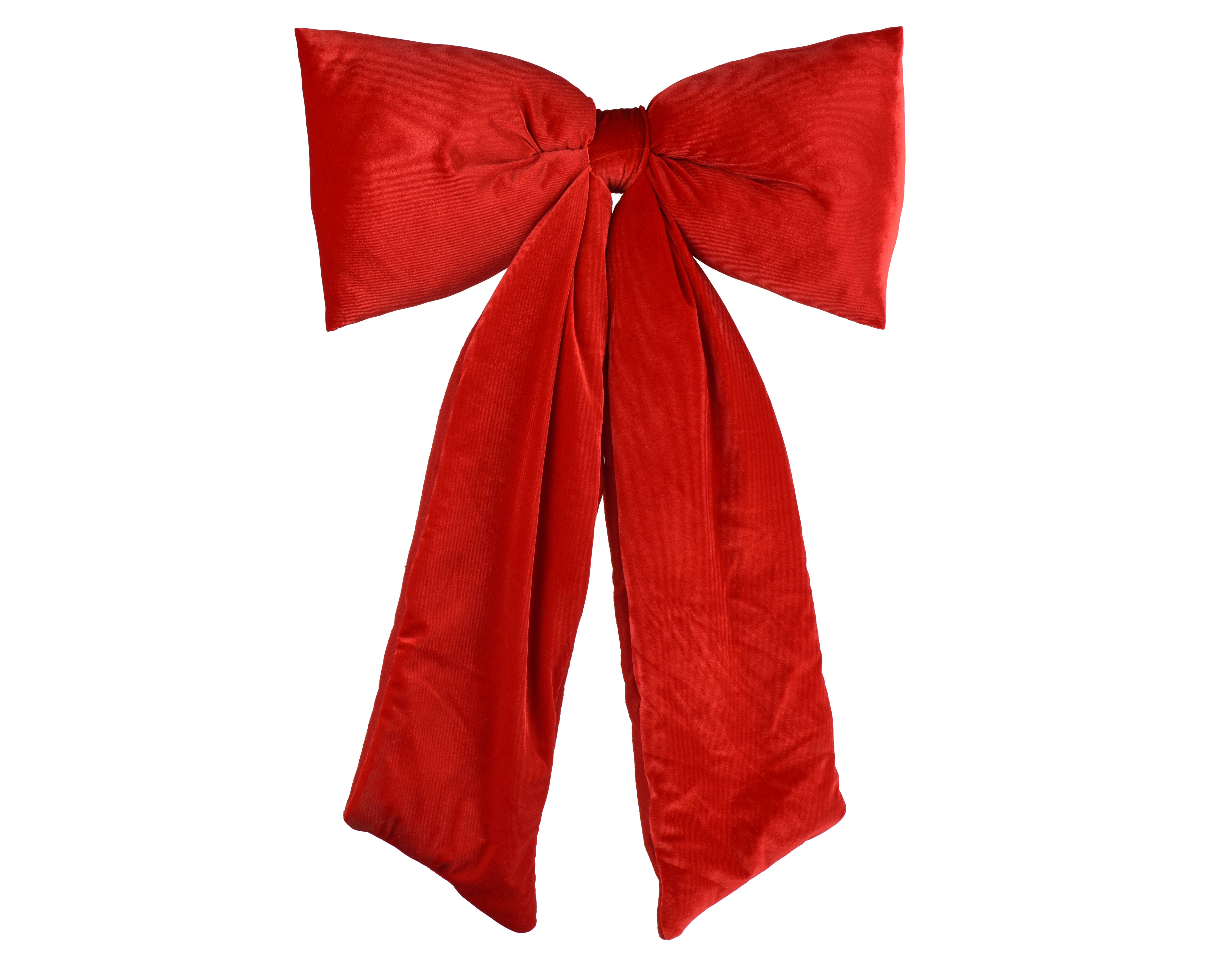 Decoris - Lazo de terciopelo poliéster rojo navidad L13.00-W80.00-H115.00cm