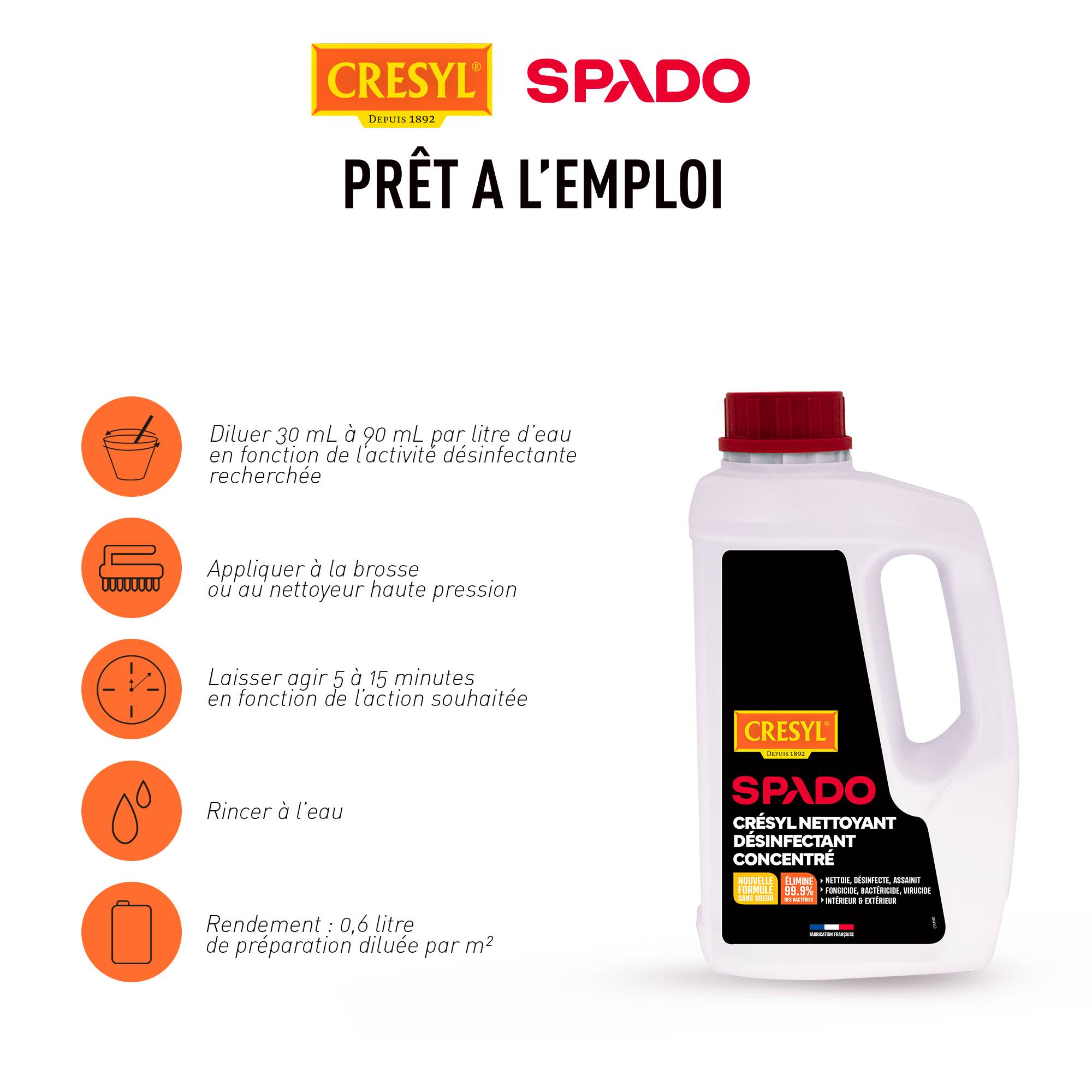 Spado - Nettoyant désinfectant concentré Cresyl 1 L  - SPADO - Imagen 2