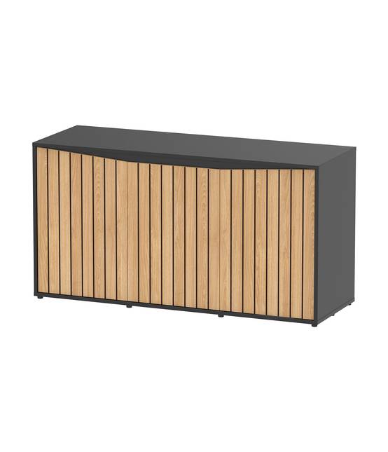 Aquatlantis - Meuble Aquarium pour poissons Splendid Noir 3 portes Striés MDF - Aquatlantis