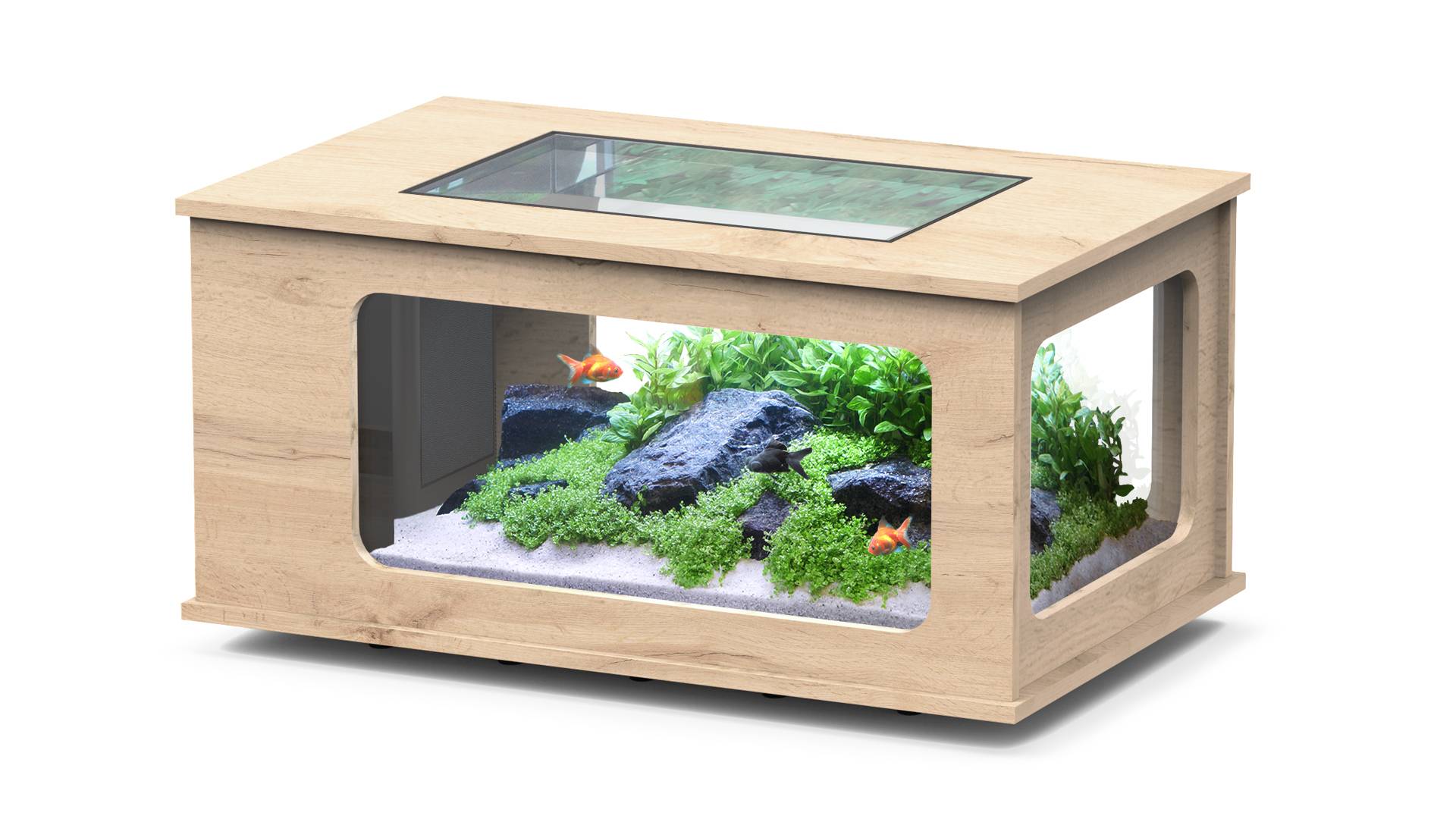 Aquatlantis - Ensemble Aquarium pour poissons Aquatable Chêne Clair 177 L - Aquatlantis