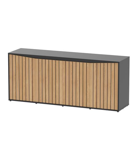 Aquatlantis - Meuble Aquarium pour poissons Noir 4 portes Bois Strié MDF - Aquatlantis