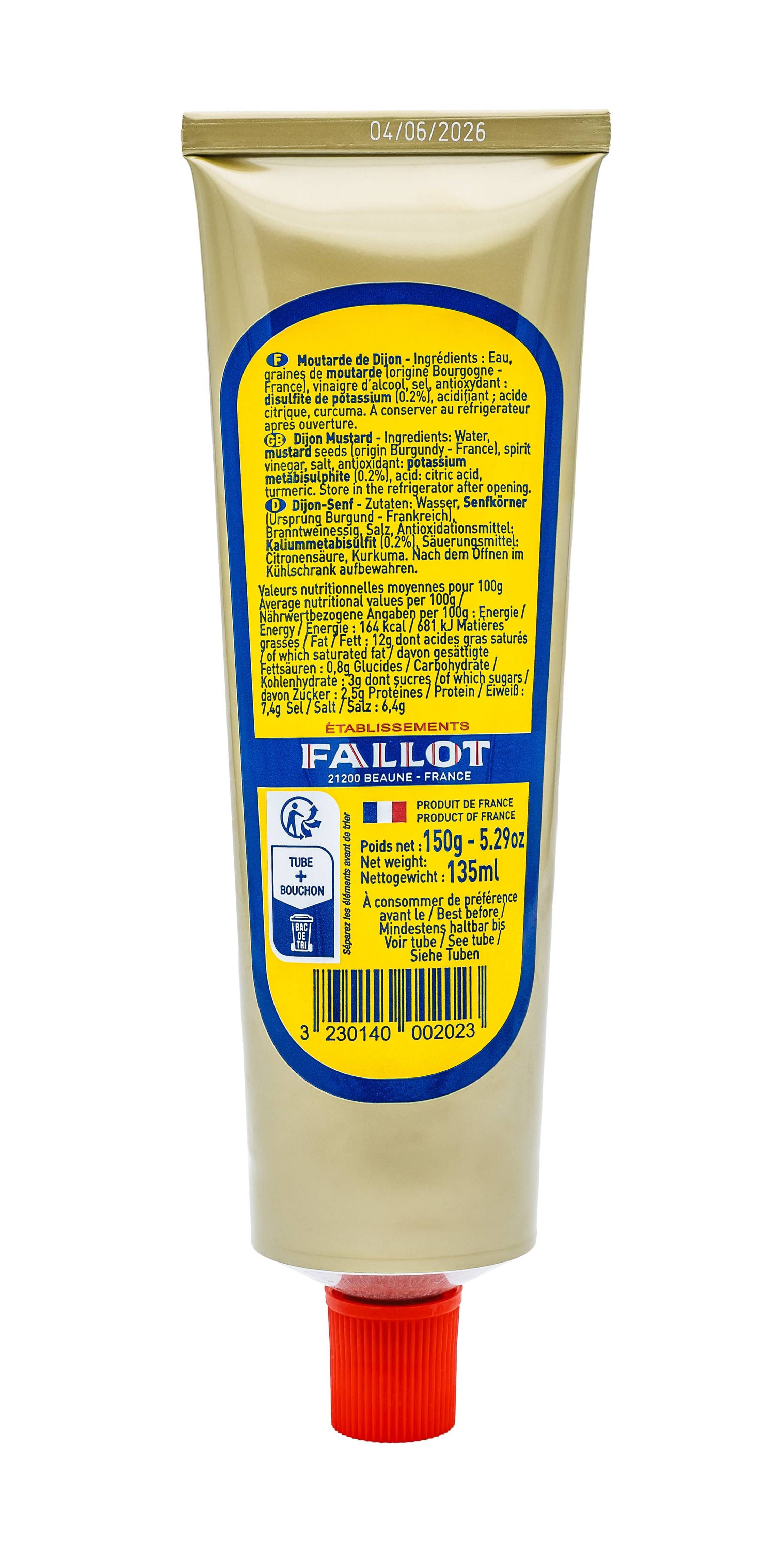 Fallot - Mostaza de Dijon 150 g tubo de aluminio - Edmond Fallot - Imagen 2
