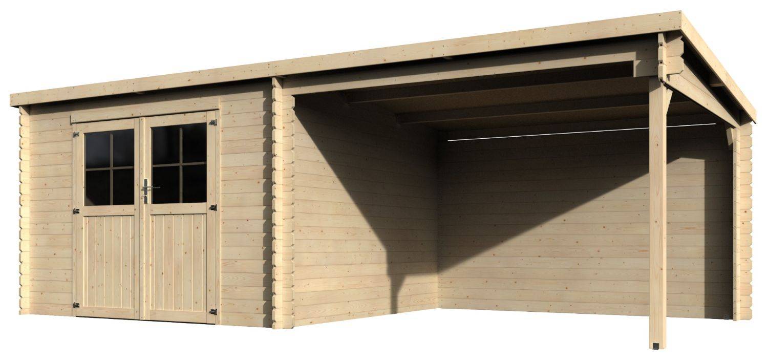 Decor et Jardin - Abri de jardin bois auvent toit plat 18m² Eden - Décor et Jardin