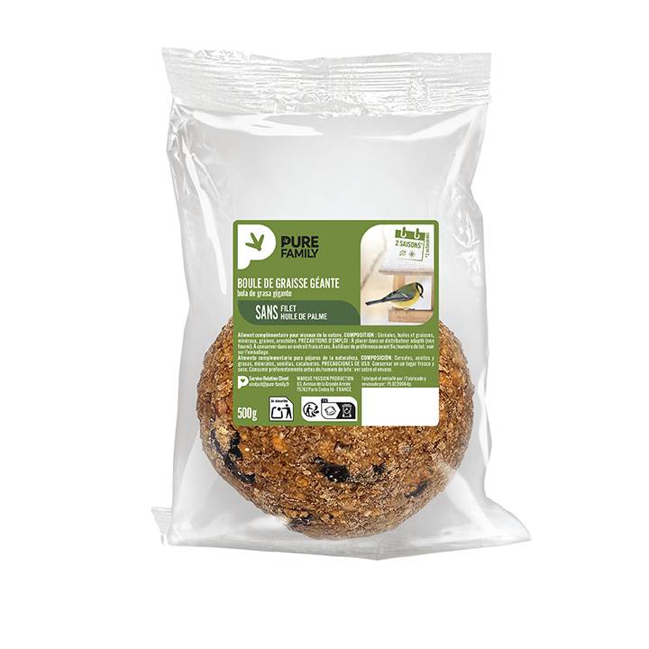 Pure Family - Bola de grasa gigante 500g para aves - PURE FAMILY - Imagen 1