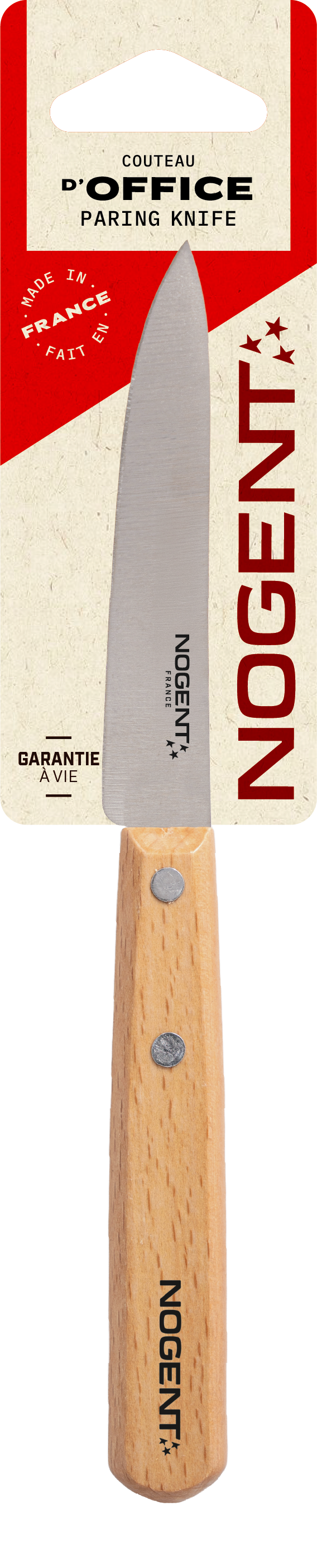 Nogent 3 Etoiles - Cuchillo de cocina 9 cm liso madera de haya - Nogent 3 Estrellas - Imagen 1