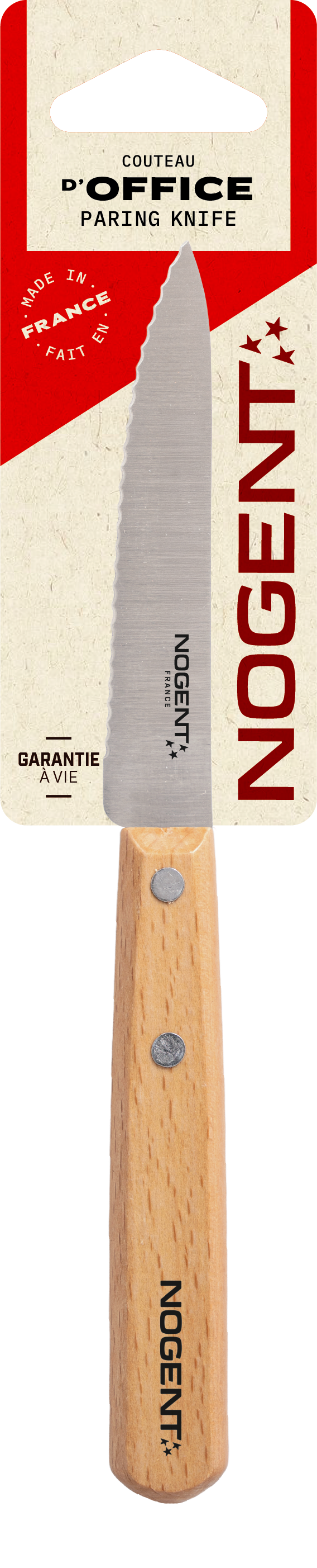 Nogent 3 Etoiles - Cuchillo de cocina 9 cm liso madera de haya - Nogent 3 Estrellas - Imagen 2