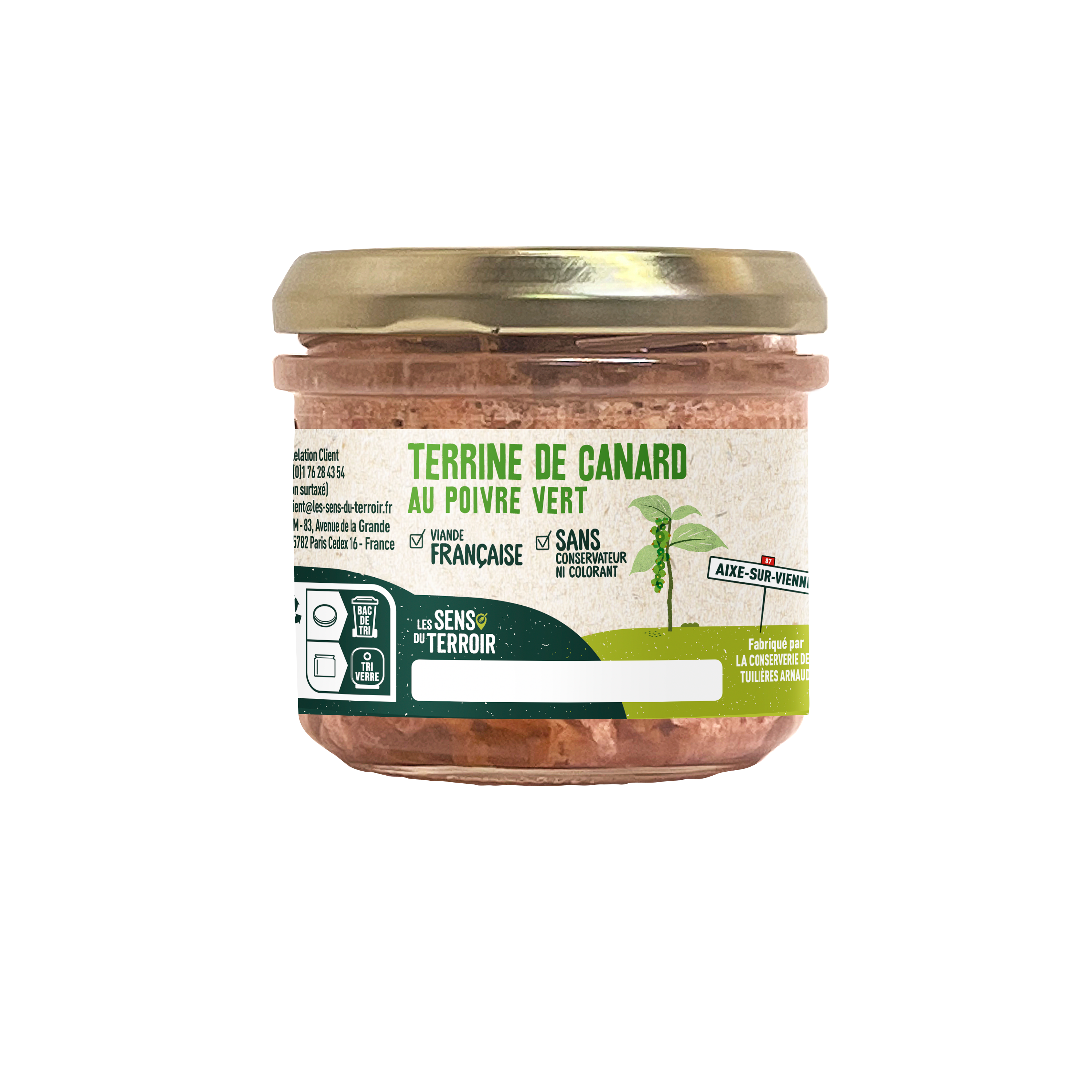 Les Sens du Terroir - Terrina de pato con pimienta verde 90 g - Les Sens du Terroir
