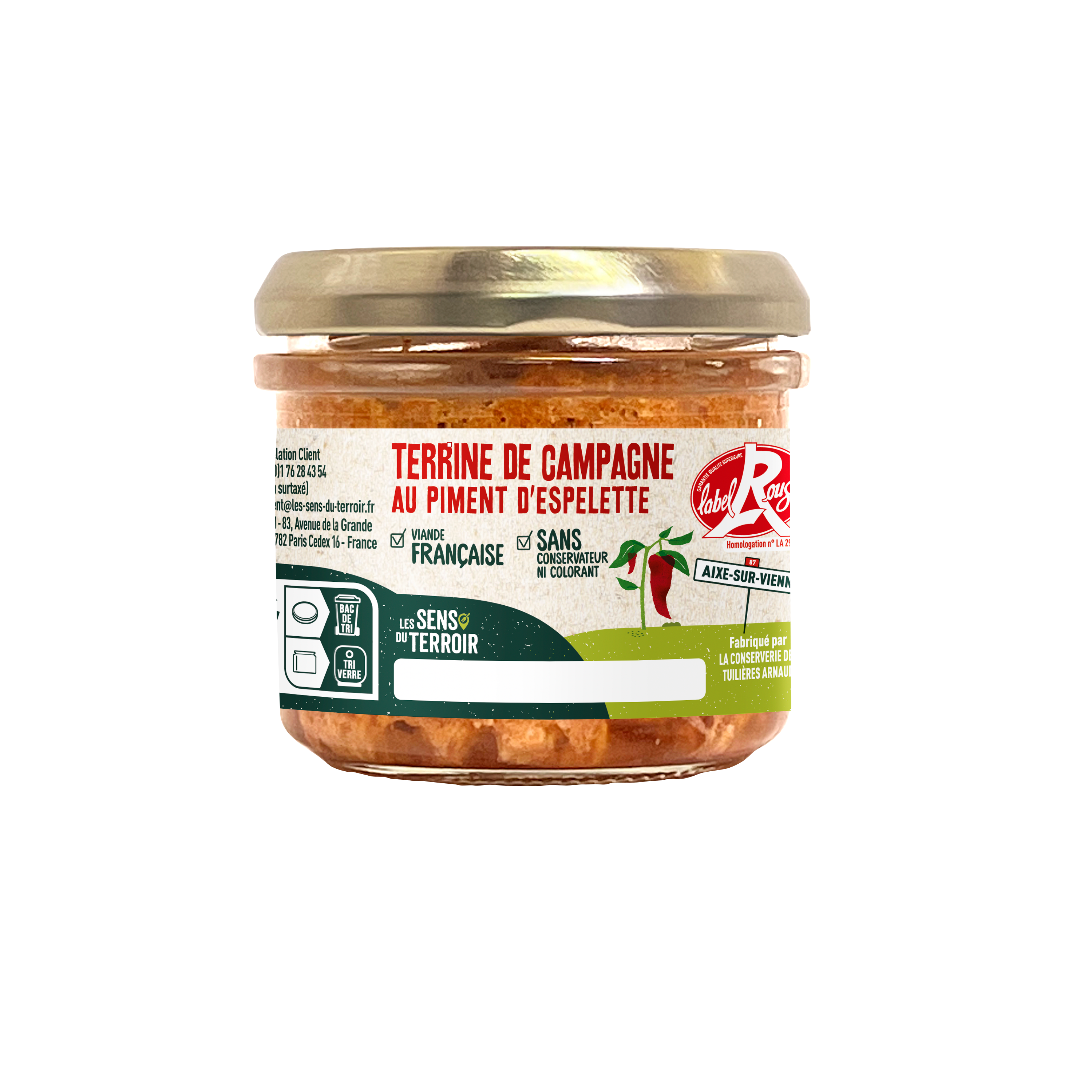 Les Sens du Terroir - Terrina al pimiento de Espelette Label Rouge 90 g - Les Sens du Terroir - Imagen 1