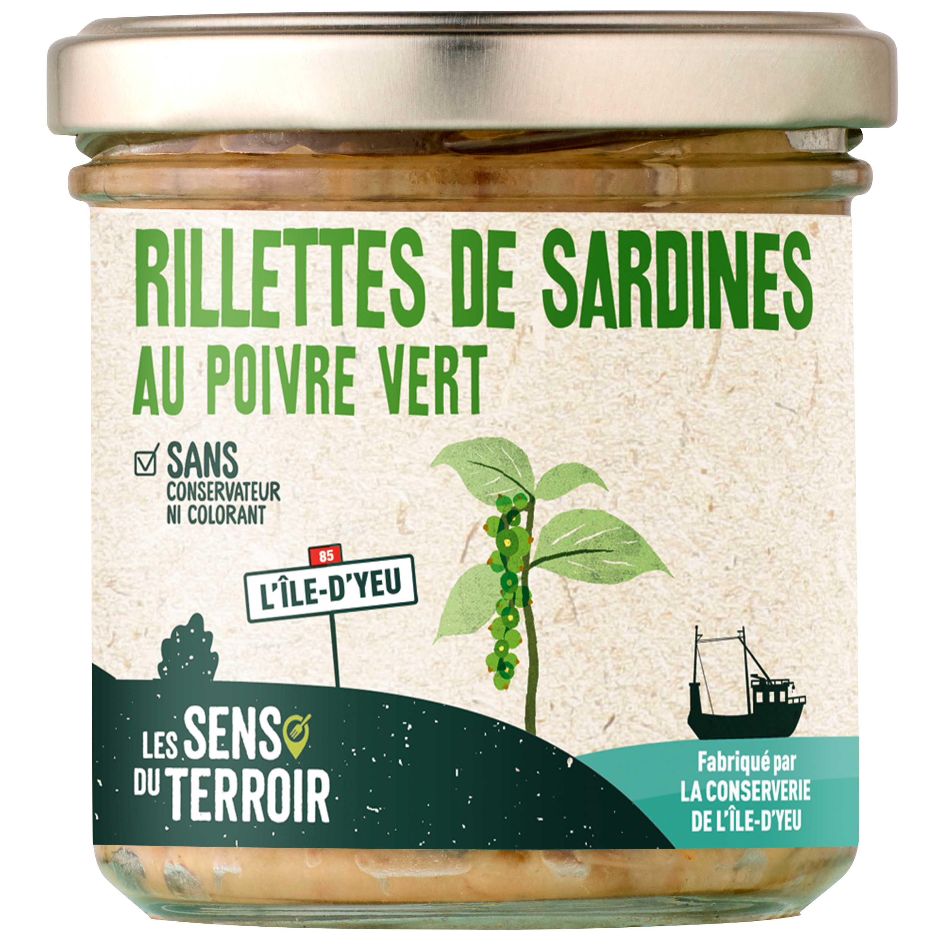 Les Sens du Terroir - Rillettes de sardines au poivre vert 140 g - Les Sens du Terroir - Image 1