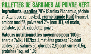 Les Sens du Terroir - Rillettes de sardines au poivre vert 140 g - Les Sens du Terroir - Image 2